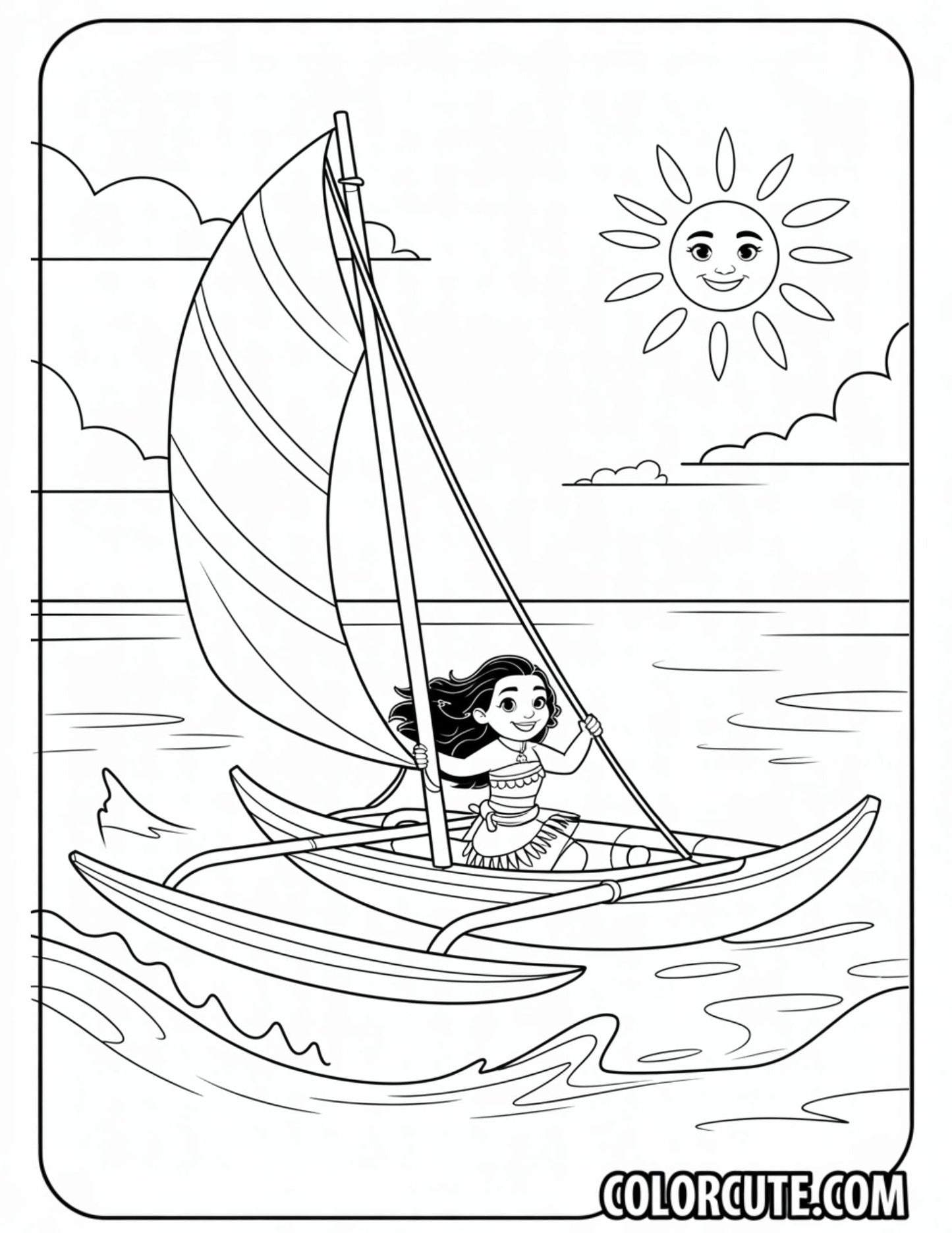 Boat Moana Coloring Page | Free PDF Printables