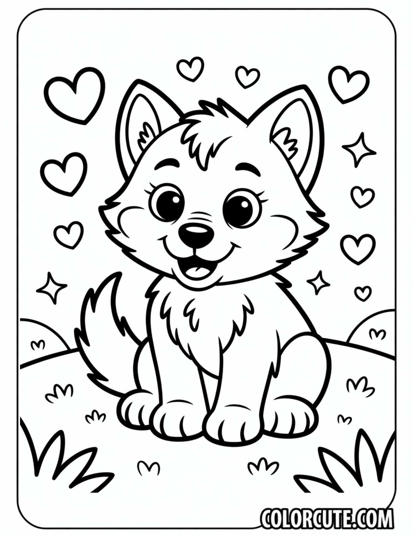 Cute Wolf Coloring Page | Free PDF Printables