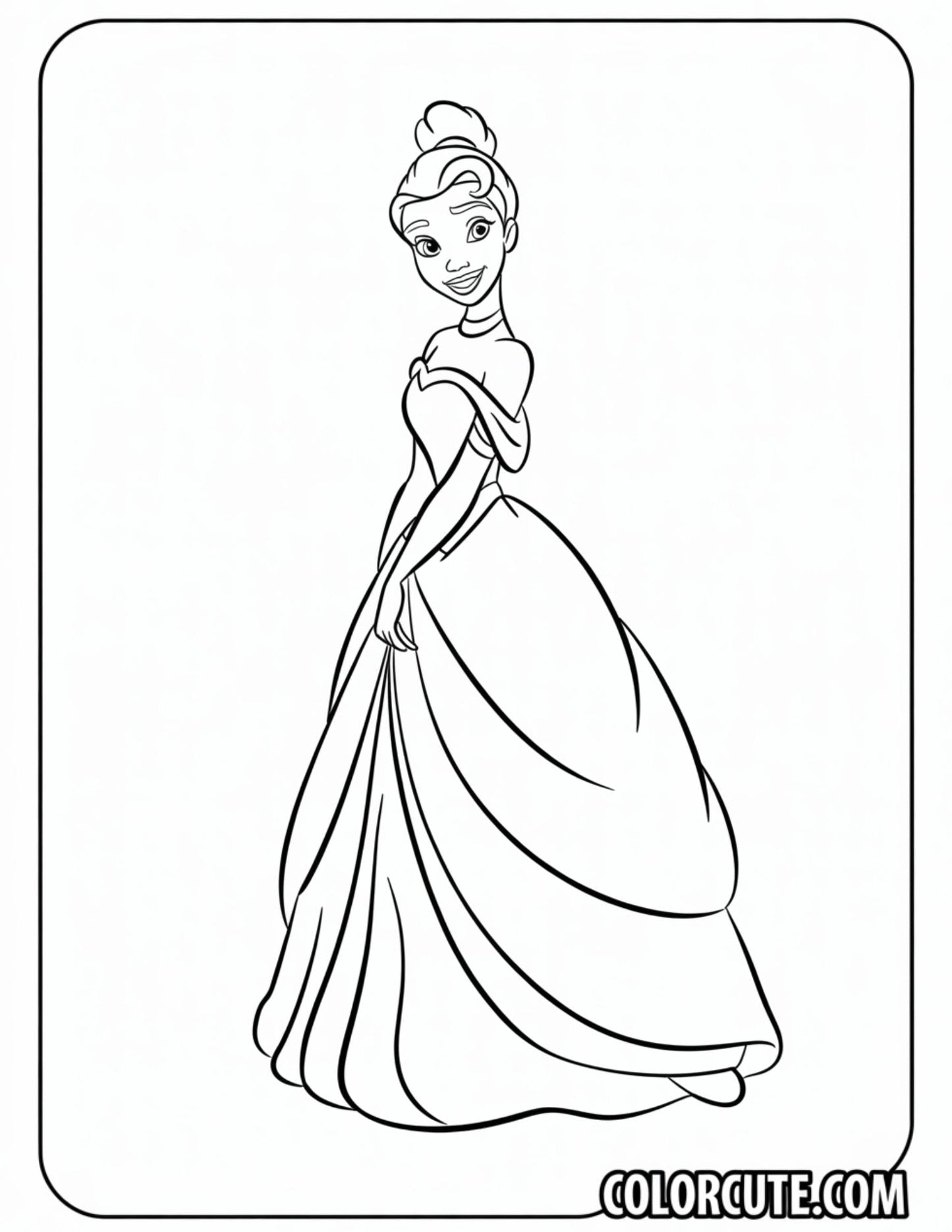 Dress Tiana Coloring Pages | Free PDF Printables