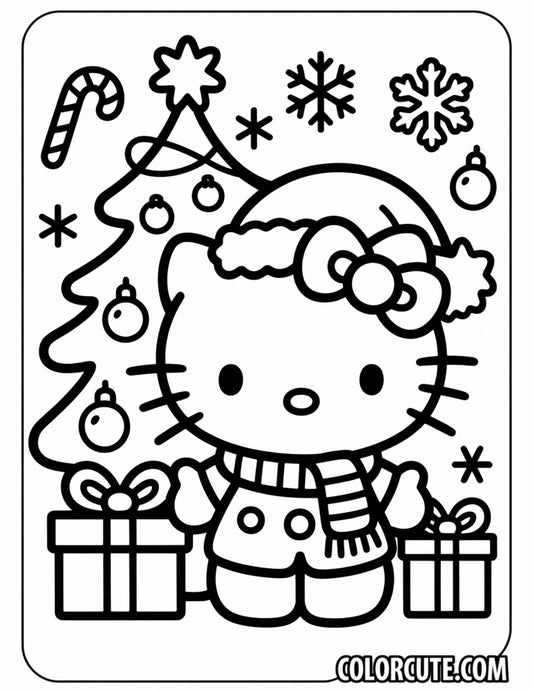 Hello Kitty Christmas Coloring Page | Free PDF Printables