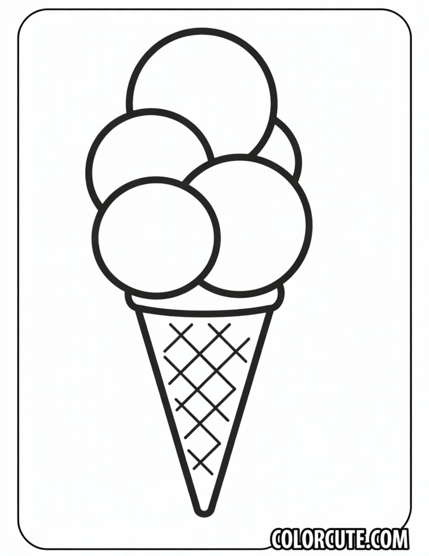 Ice Cream Cone Coloring Page | Free PDF Printables