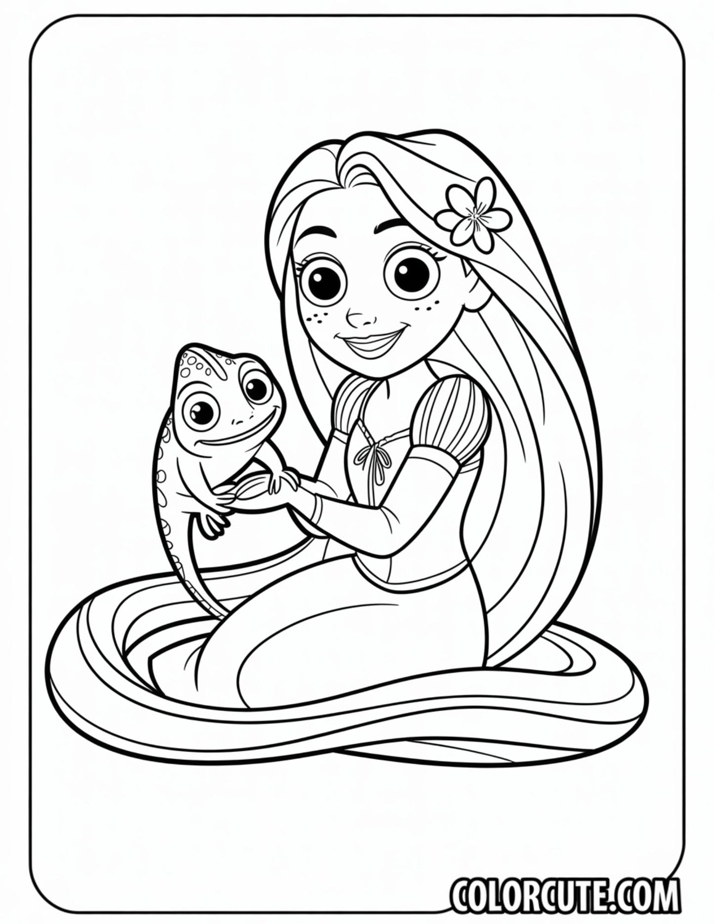 Pascal Rapunzel Coloring Page | Free PDF Printables
