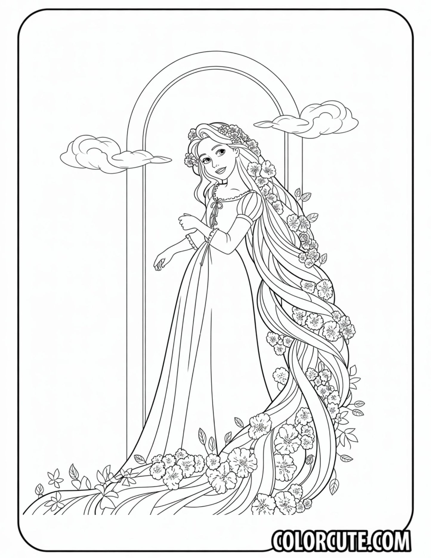 Adult Rapunzel Coloring Page | Free PDF Printables