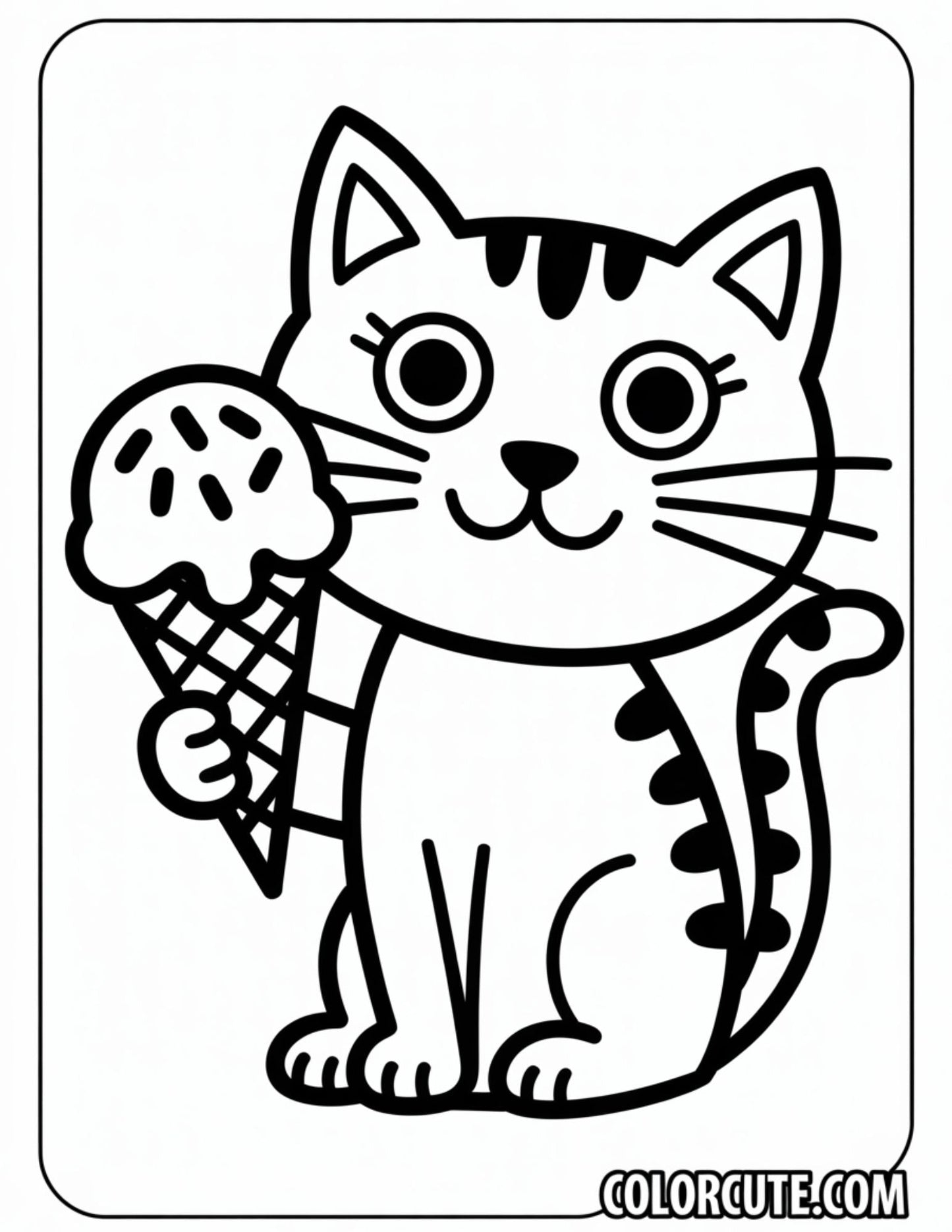 Cat Ice Cream Coloring Pages | Free PDF Printables