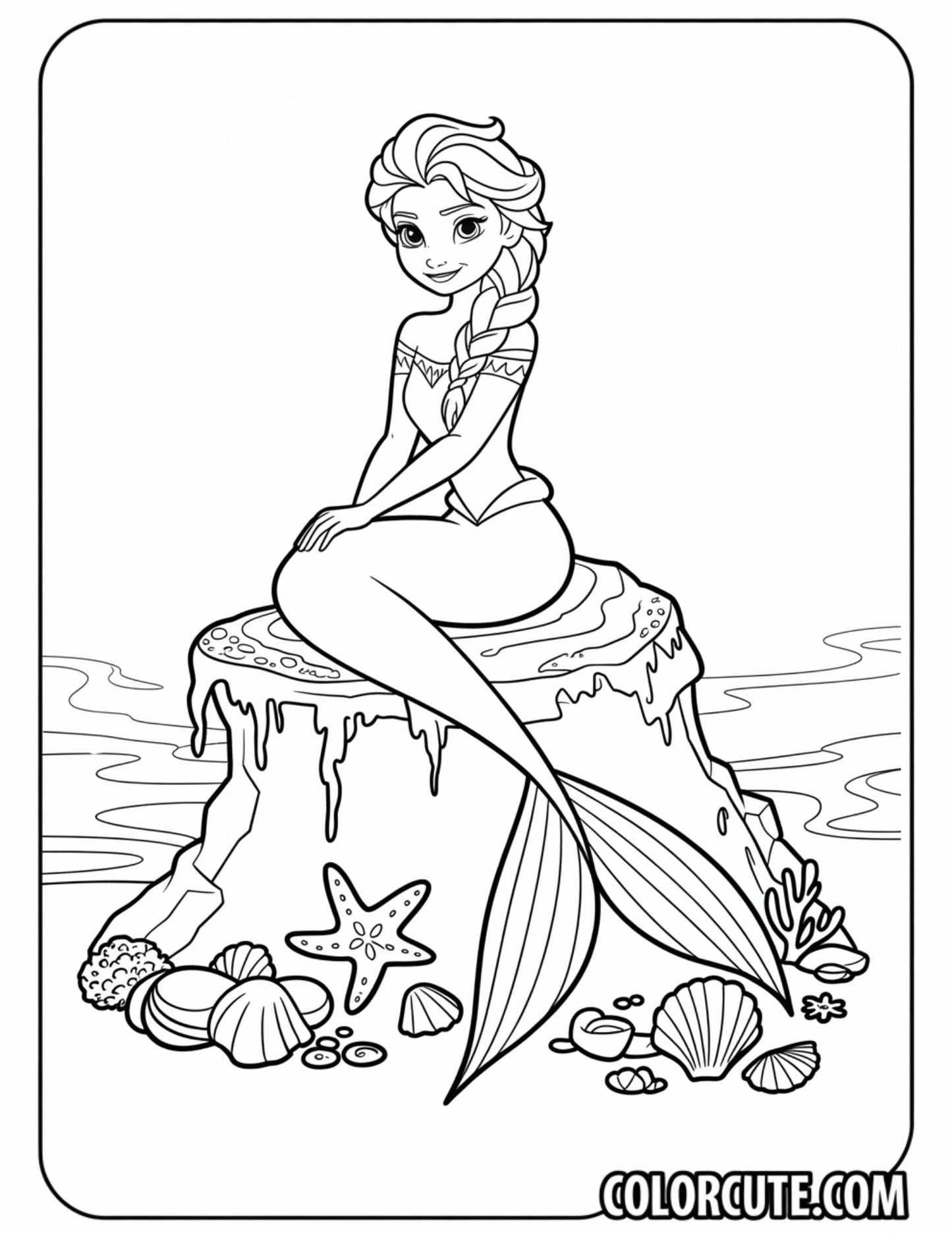 Mermaid Elsa Coloring Pages - Free PDF Printables