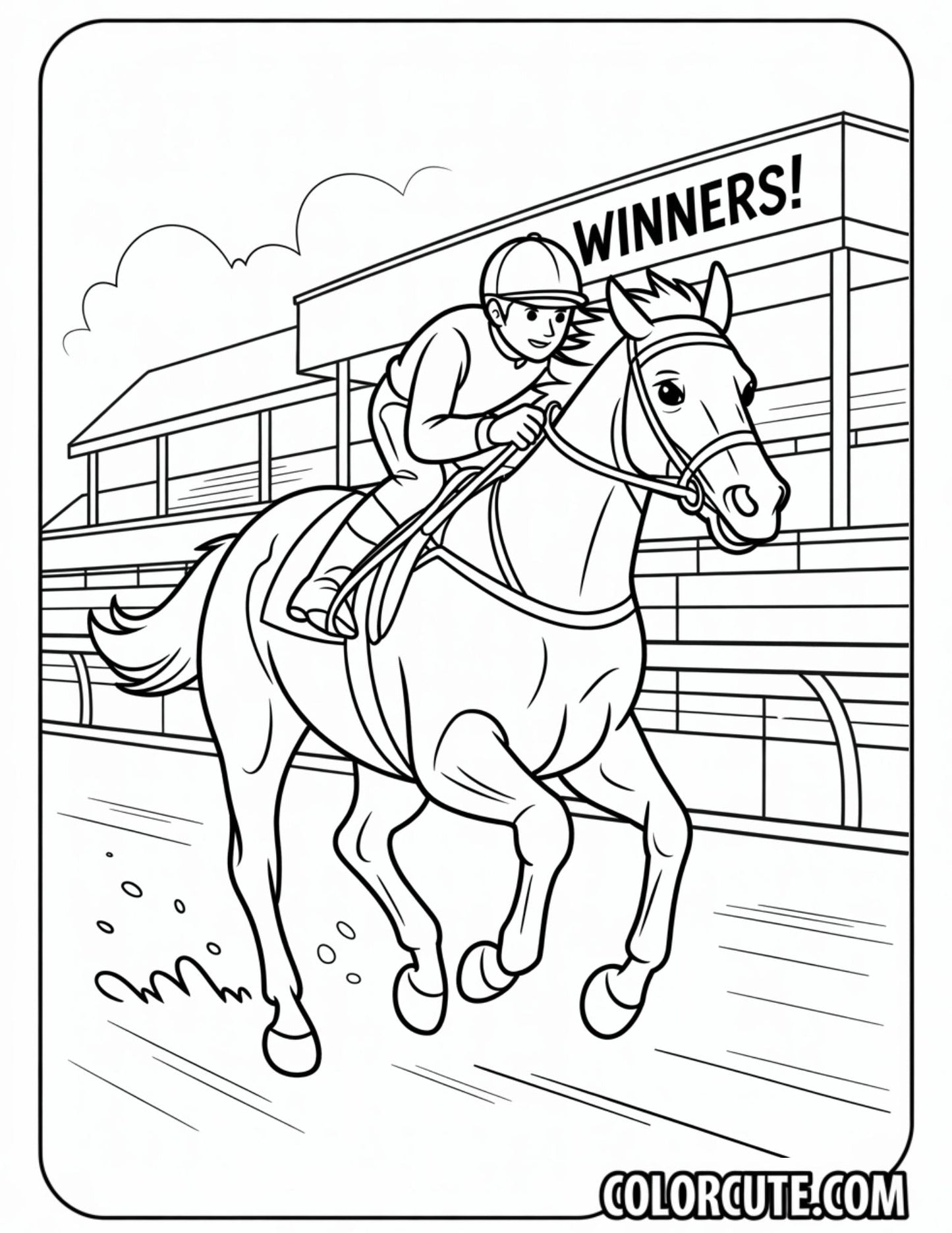 Racing Horse Coloring Pages | Free PDF Printables