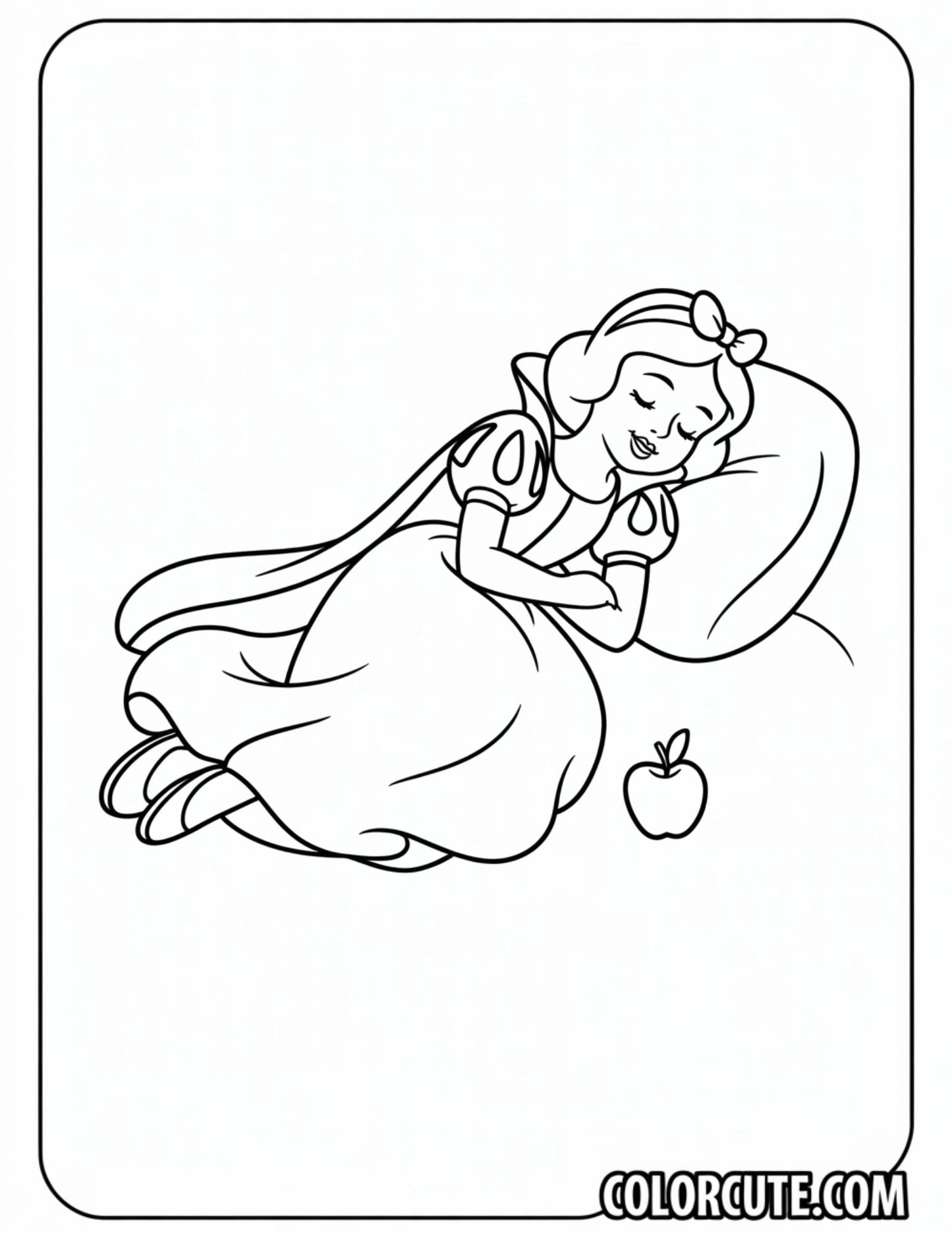 Sleeping Snow White Coloring Page | Free PDF Printables
