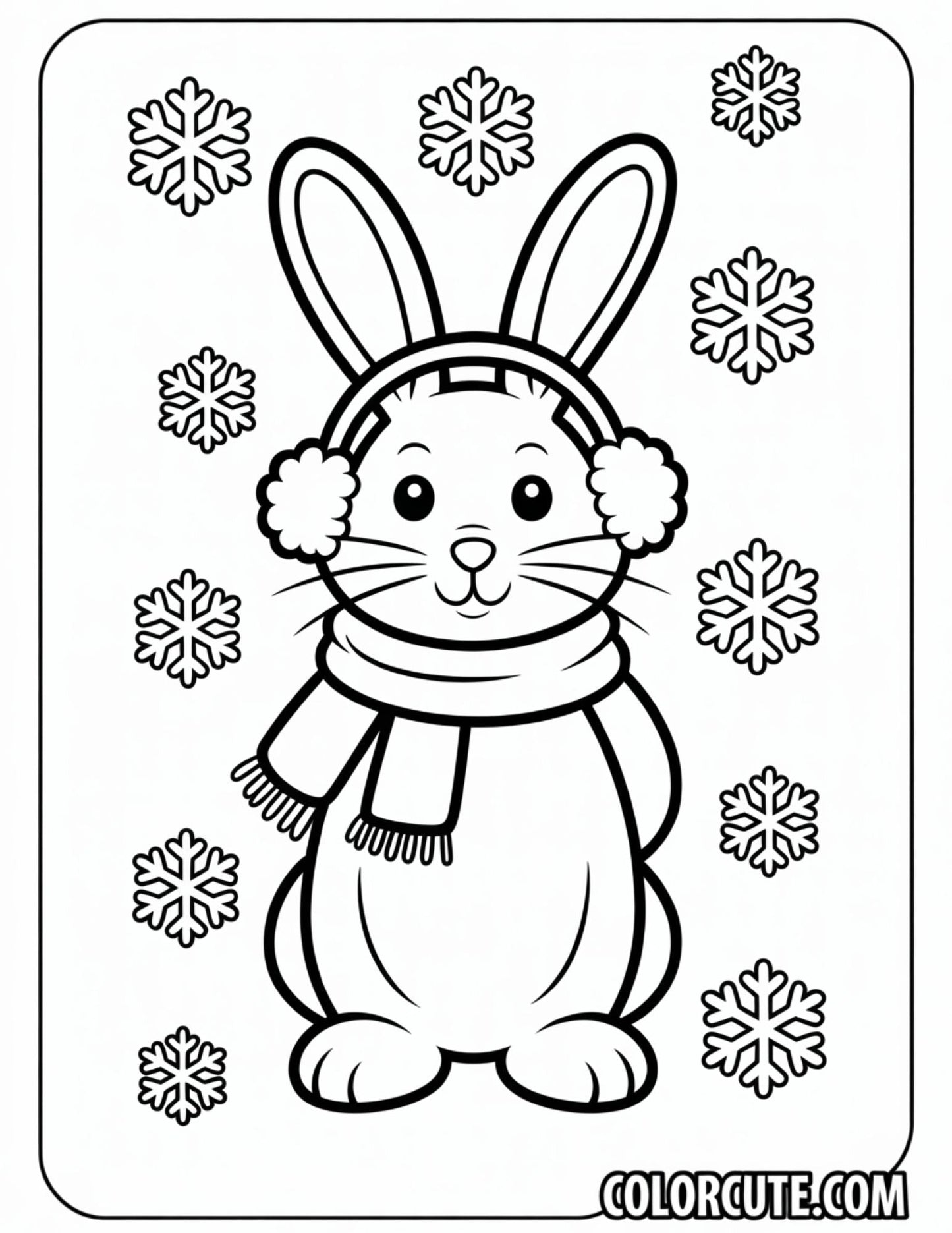 Snow Bunny Coloring Pages | Free PDF Printables