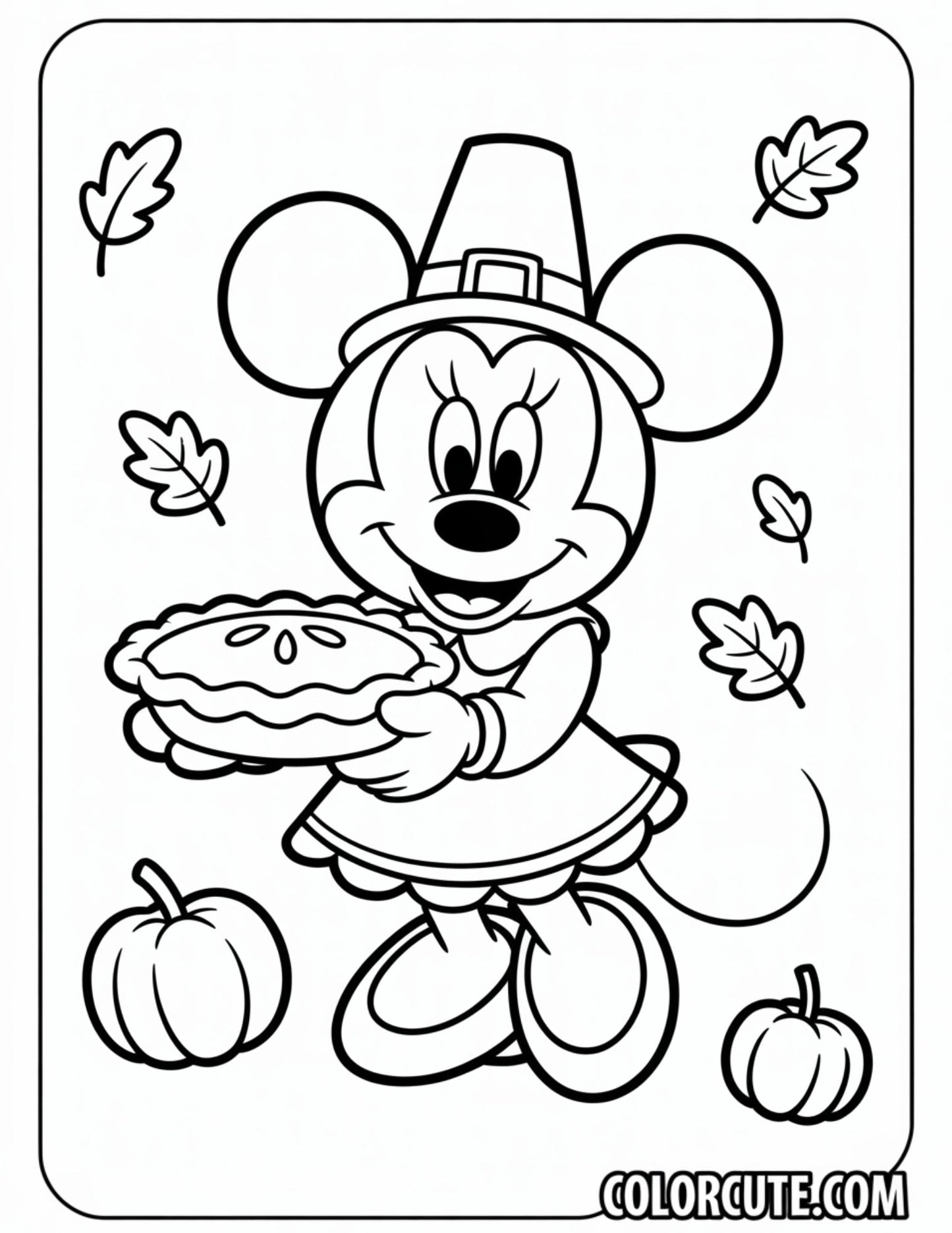Thanksgiving Minnie Mouse Coloring Page | Free PDF Printables