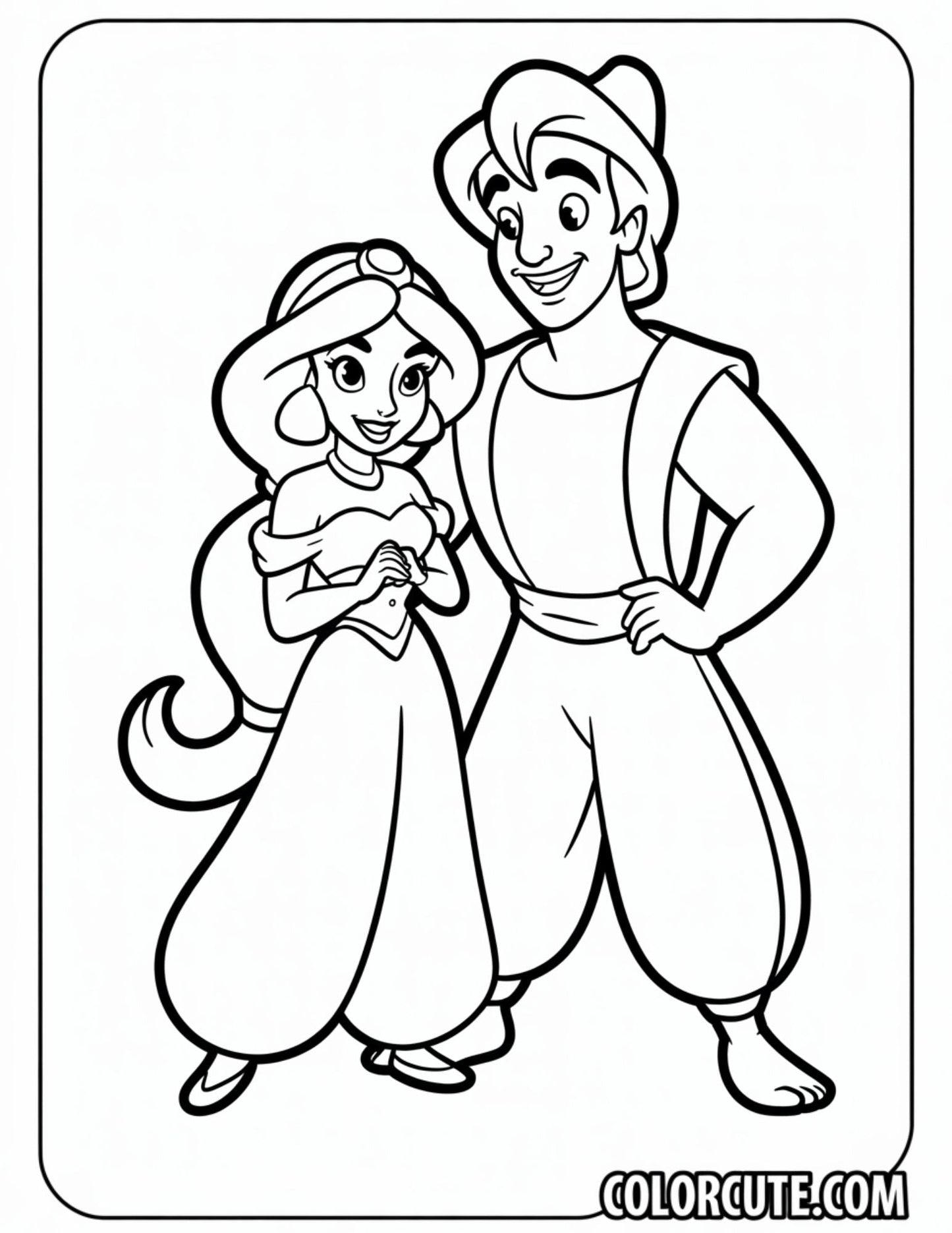 Aladdin Jasmine Coloring Page | Free PDF Printables