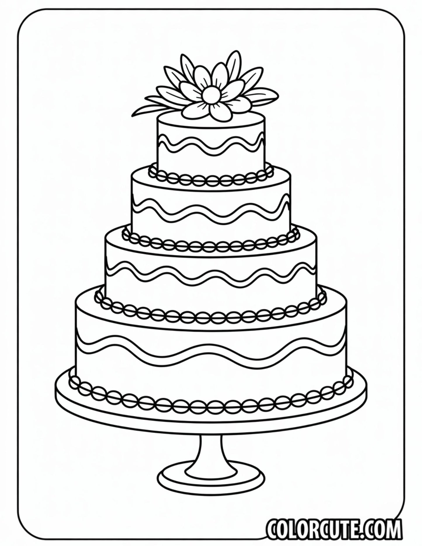 Cake Wedding Coloring Pages | Free PDF Printables