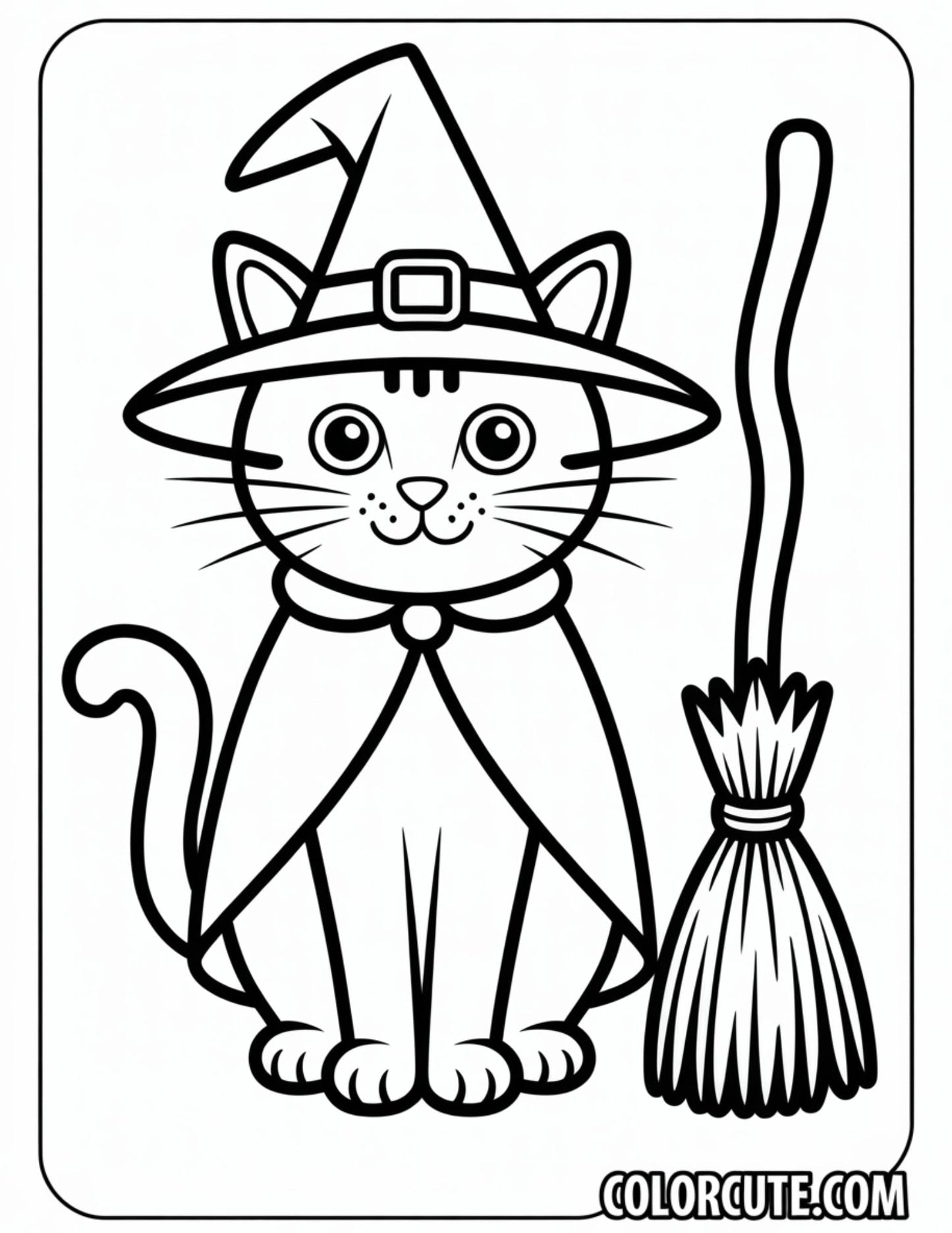 Cat Witch Coloring Pages | Free PDF Printables