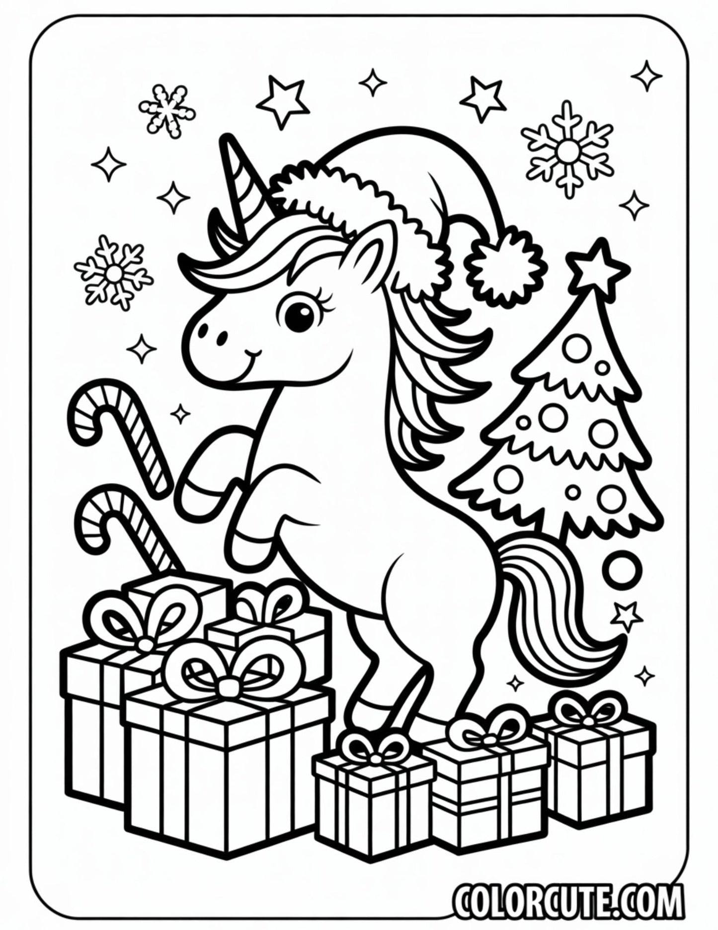 Christmas Unicorn Coloring Pages | Free PDF Printables