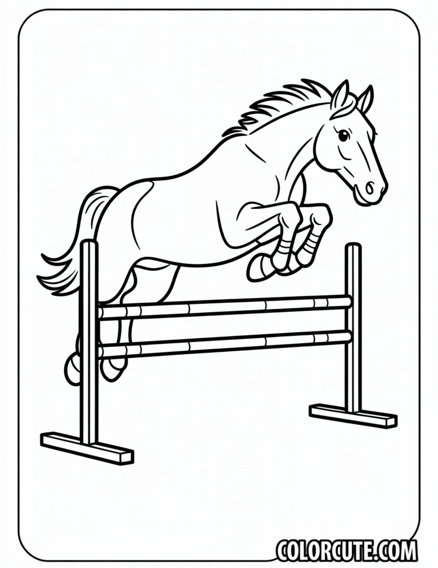 Jumping Horse Coloring Pages | Free PDF Printables