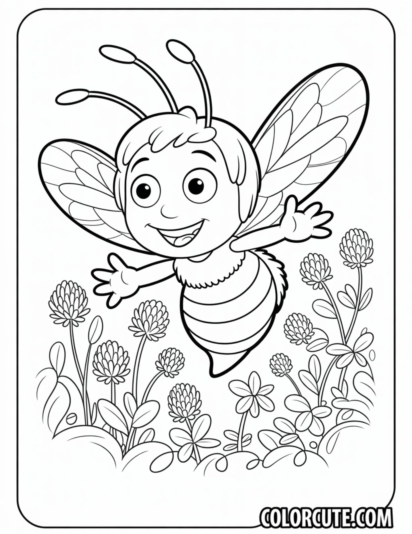 Maya Bee Coloring Page – Free PDF Printables