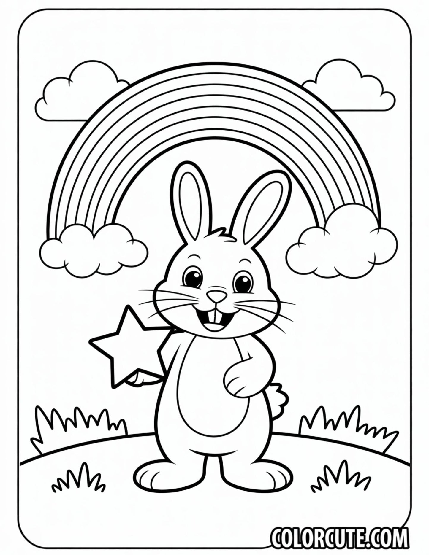 Rainbow Bunny Coloring Pages | Free PDF Printables
