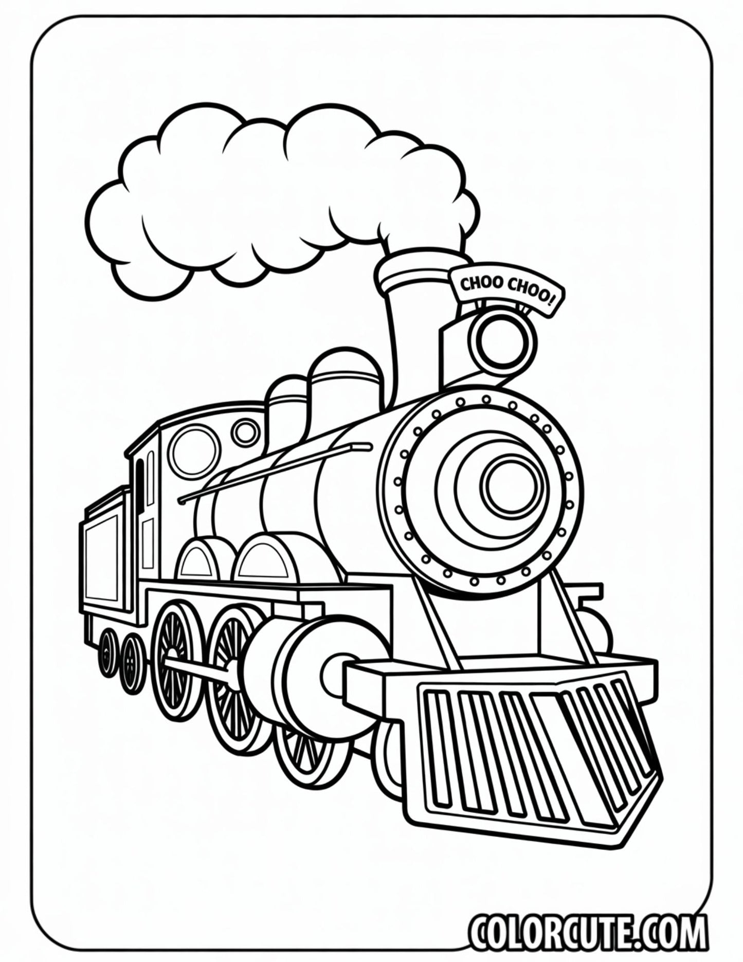 Train Engine Coloring Page - Free PDF Printables