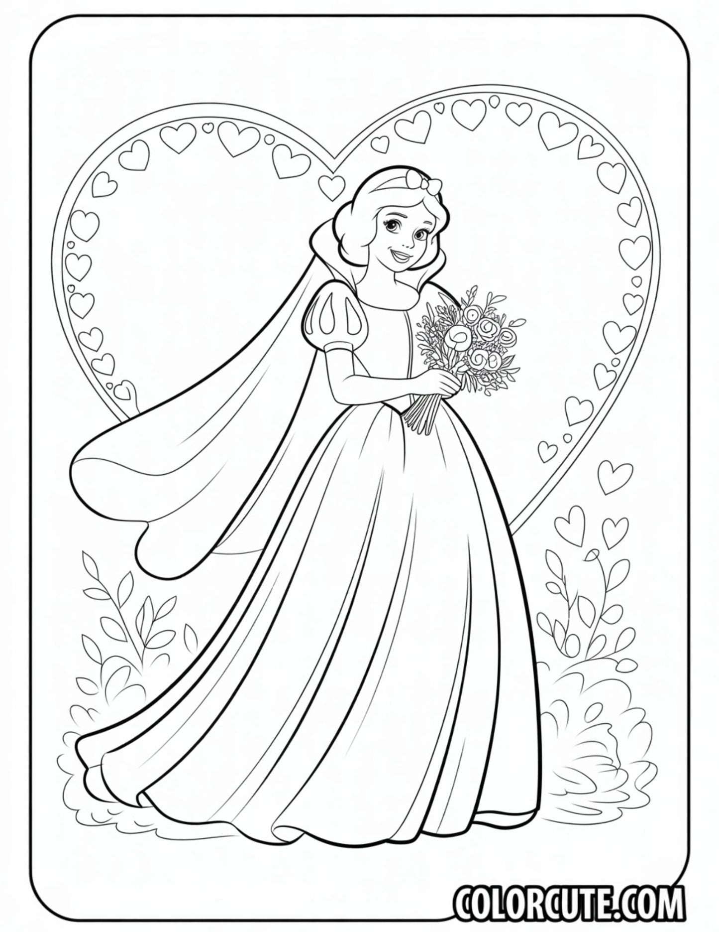 Wedding Snow White Coloring Page | Free PDF Printables