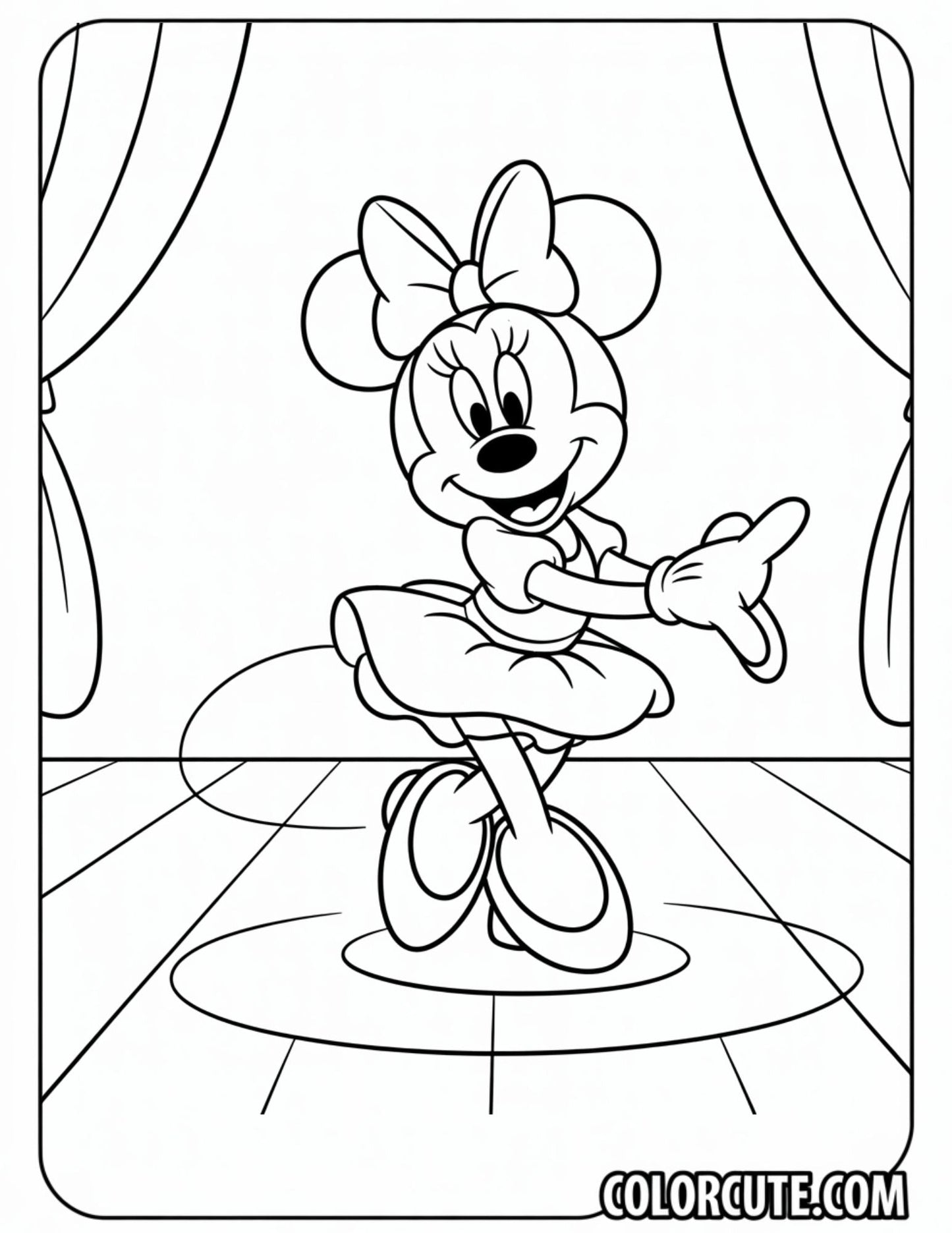 Ballerina Minnie Mouse Coloring Page | Free PDF Printables