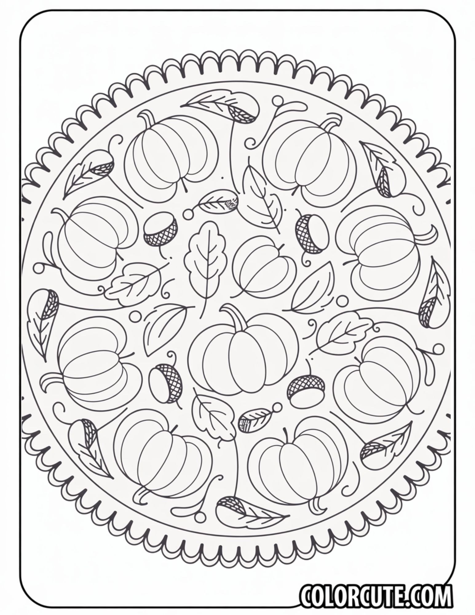 Fall Mandala Coloring Pages | Free PDF Printables - Color Cute - Free ...