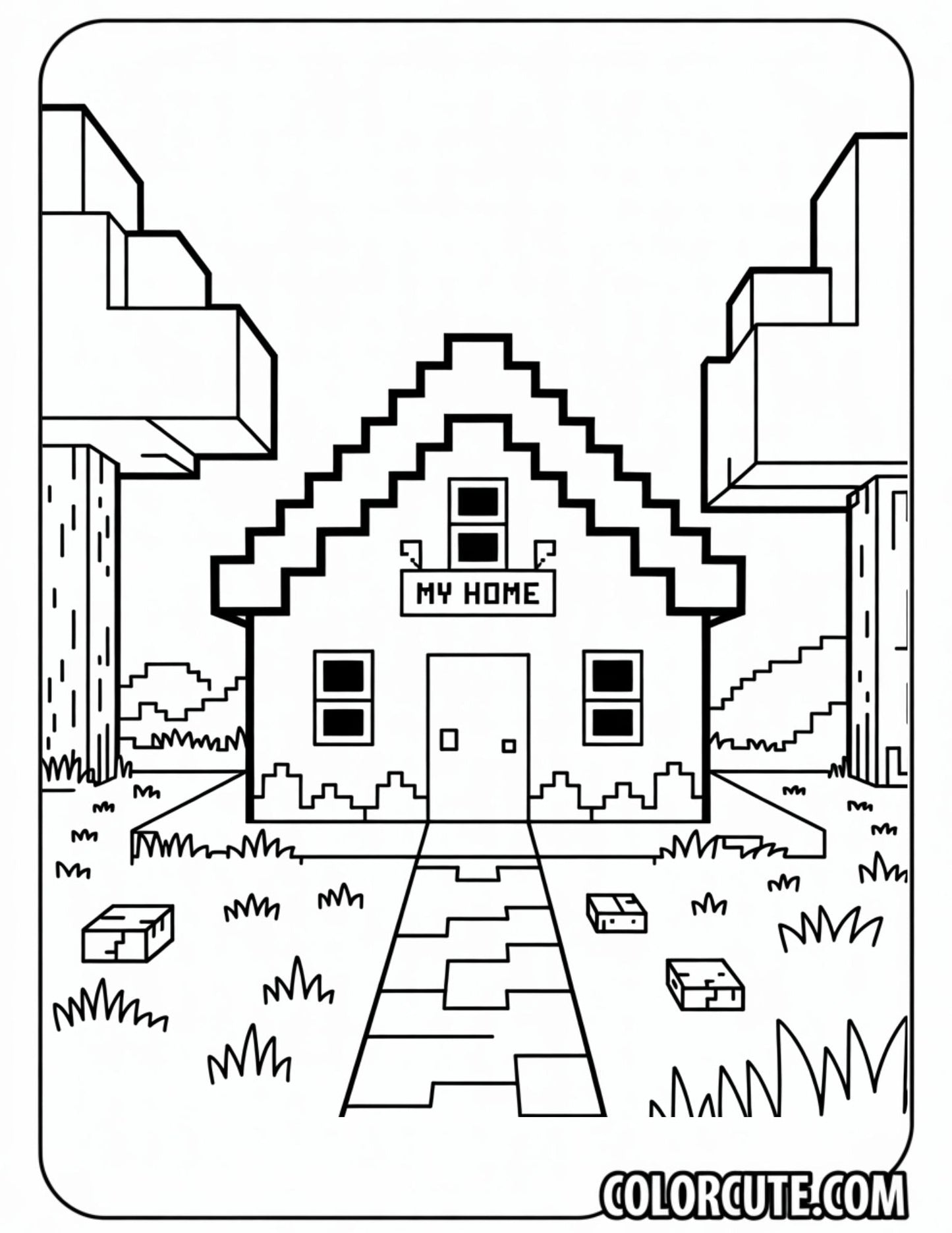 Minecraft House Coloring Pages | Free PDF Printables