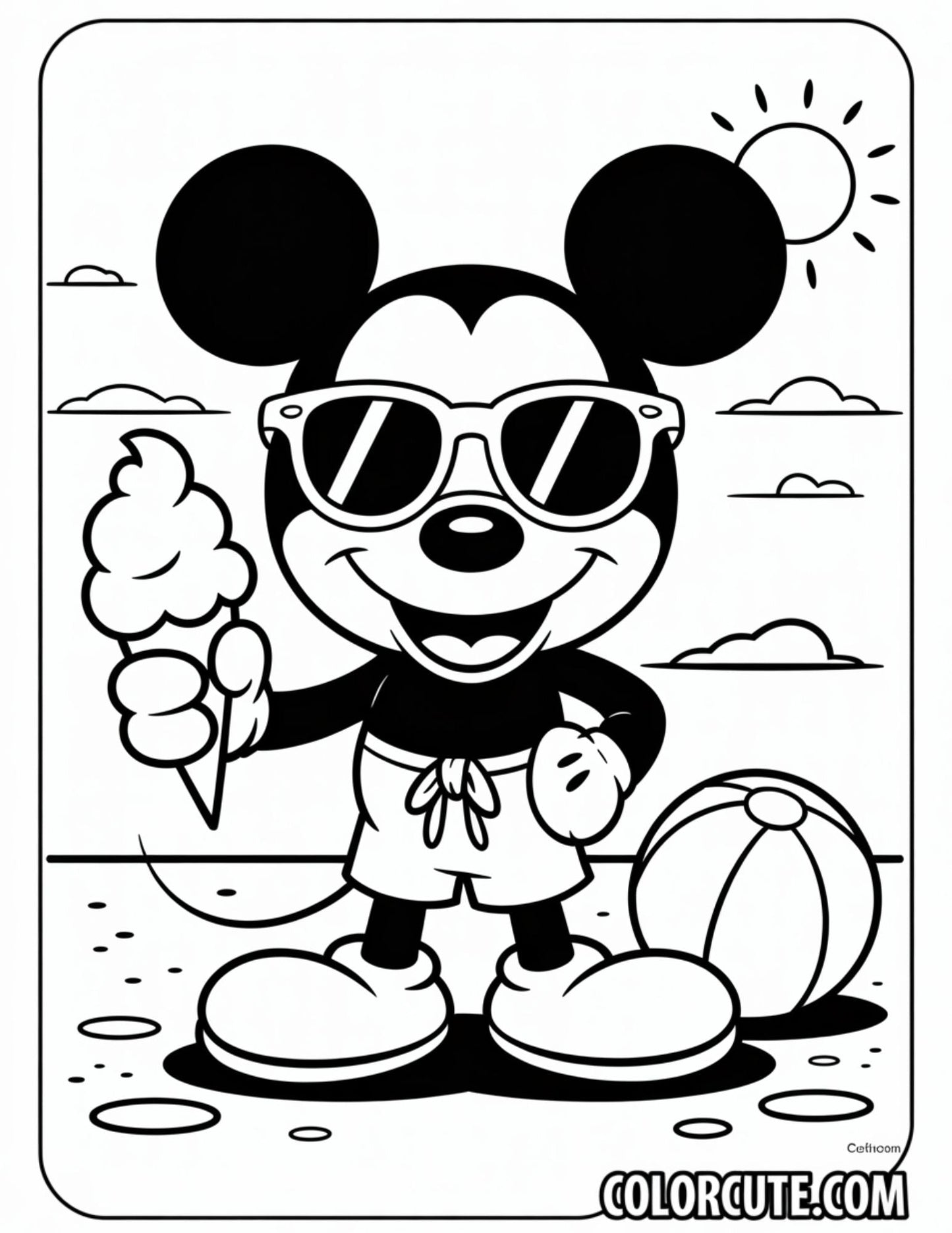 Summer Mickey Mouse Coloring Pages | Free PDF Printables