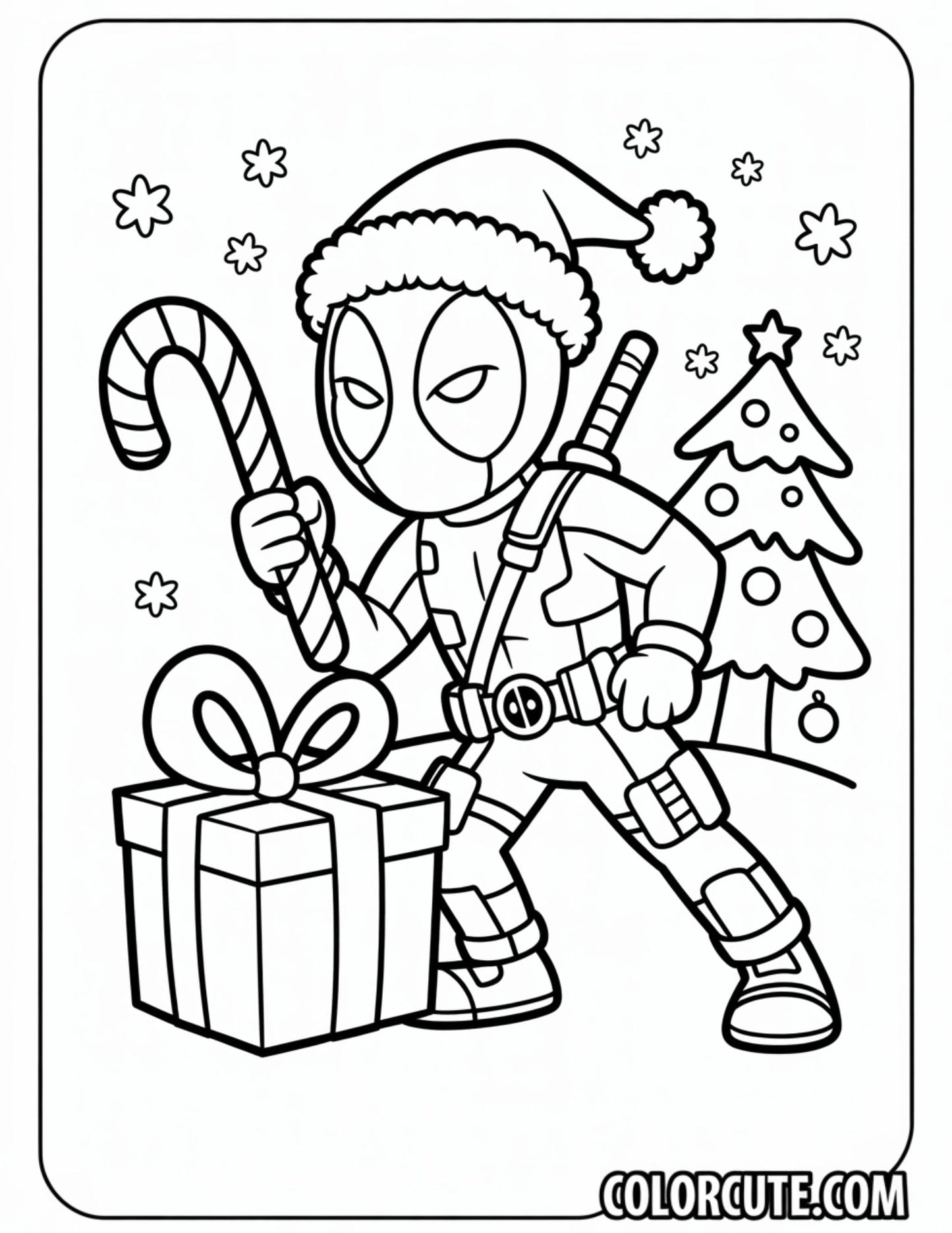 Christmas Deadpool Coloring Pages | Free PDF Printables