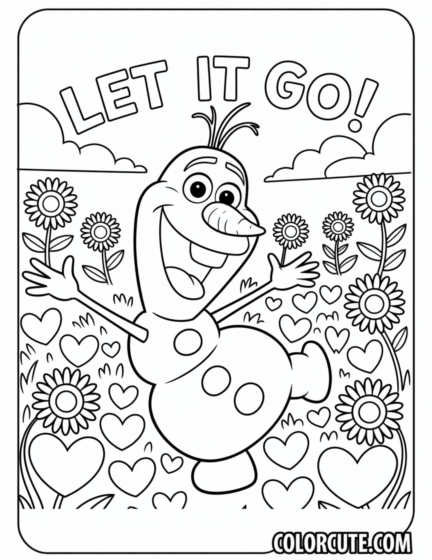 Let It Go Olaf Coloring Pages | Free PDF Printables
