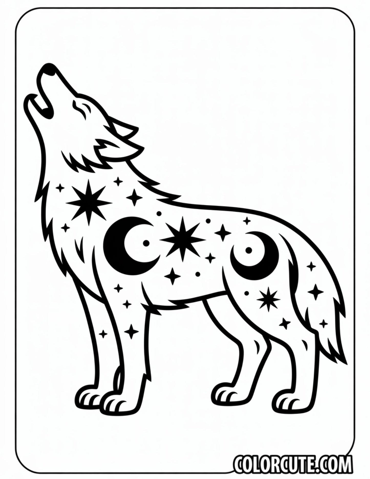 Mystical Wolf Coloring Page | Free PDF Printables