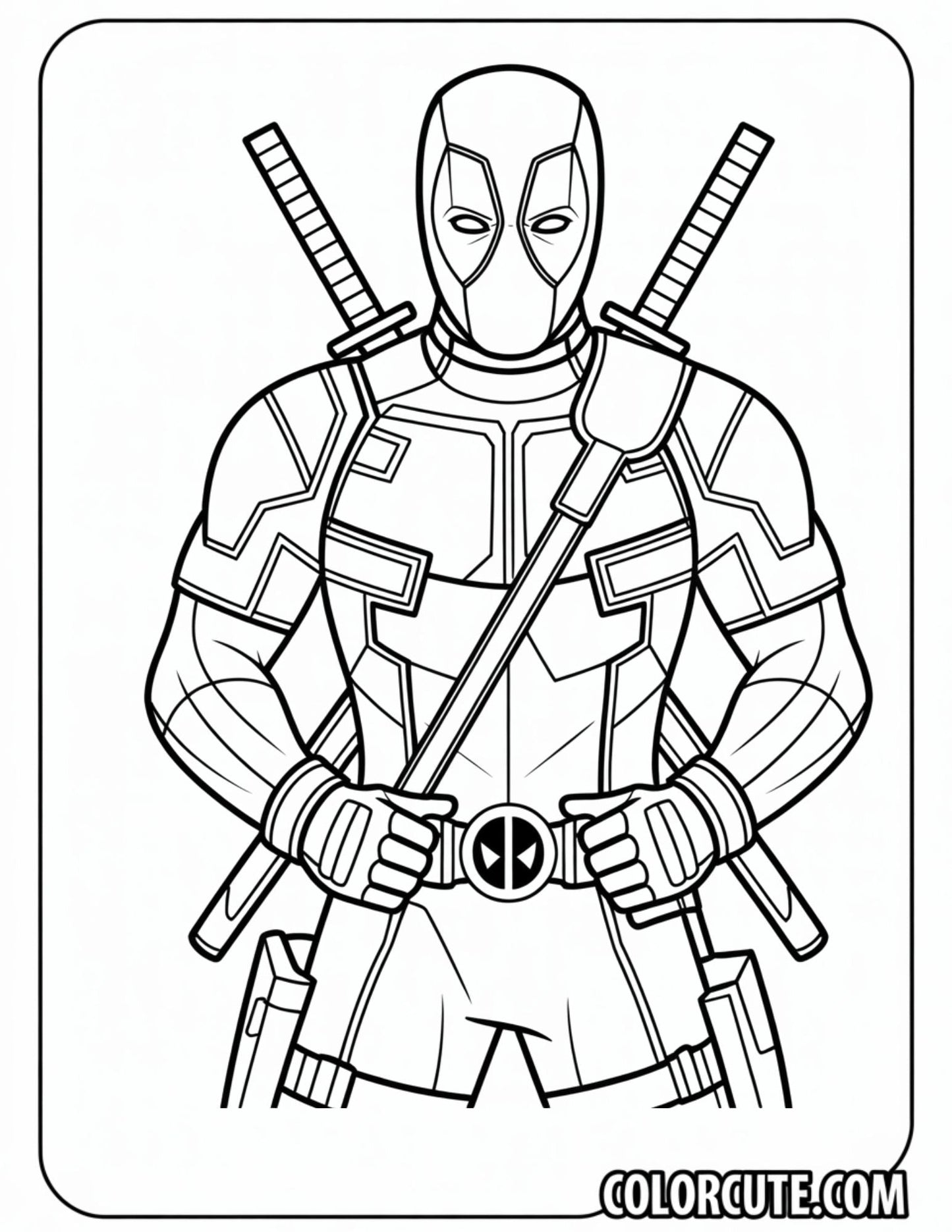 Simple Deadpool Coloring Pages | Free PDF Printables