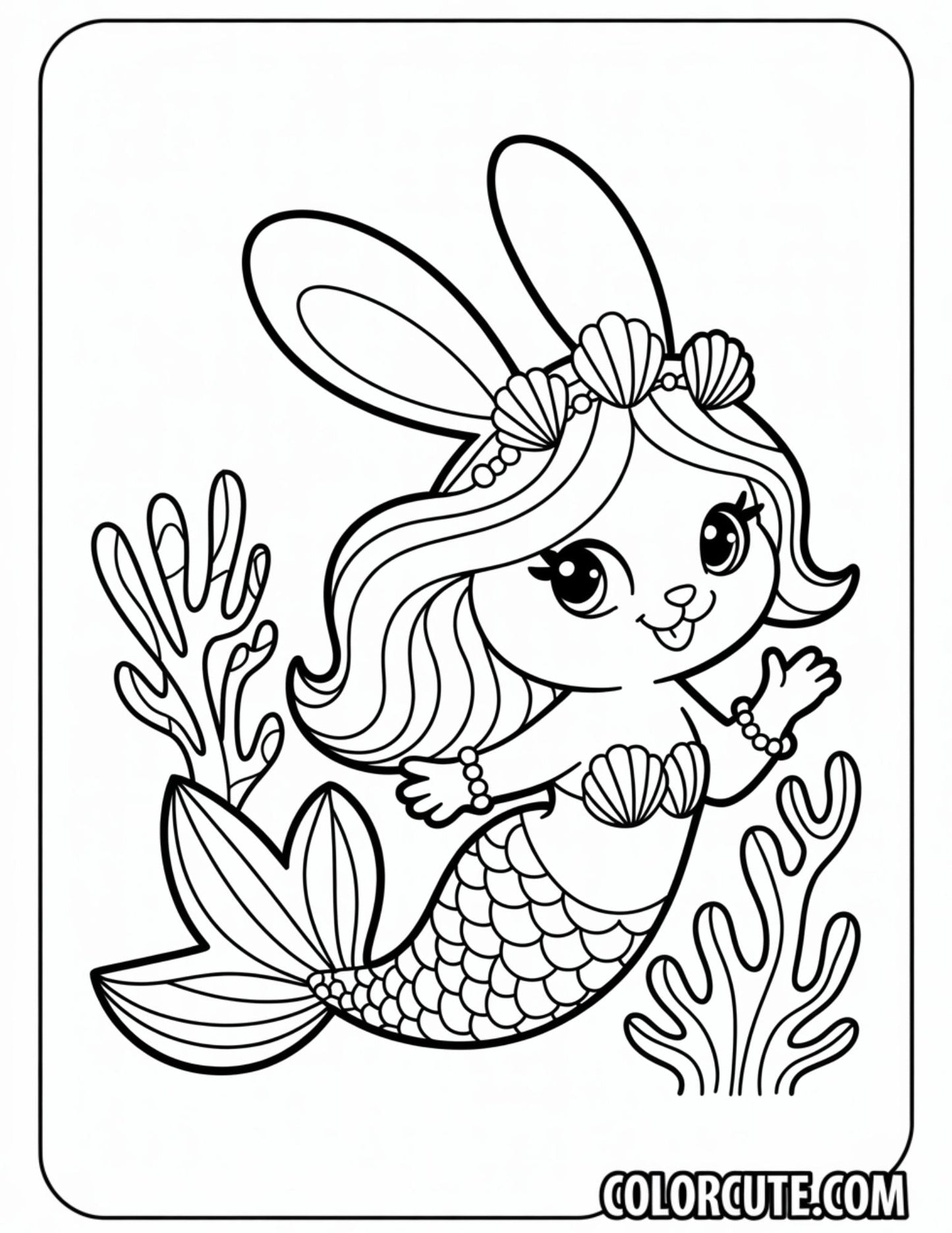 Mermaid Bunny Coloring Pages | Free PDF Printables
