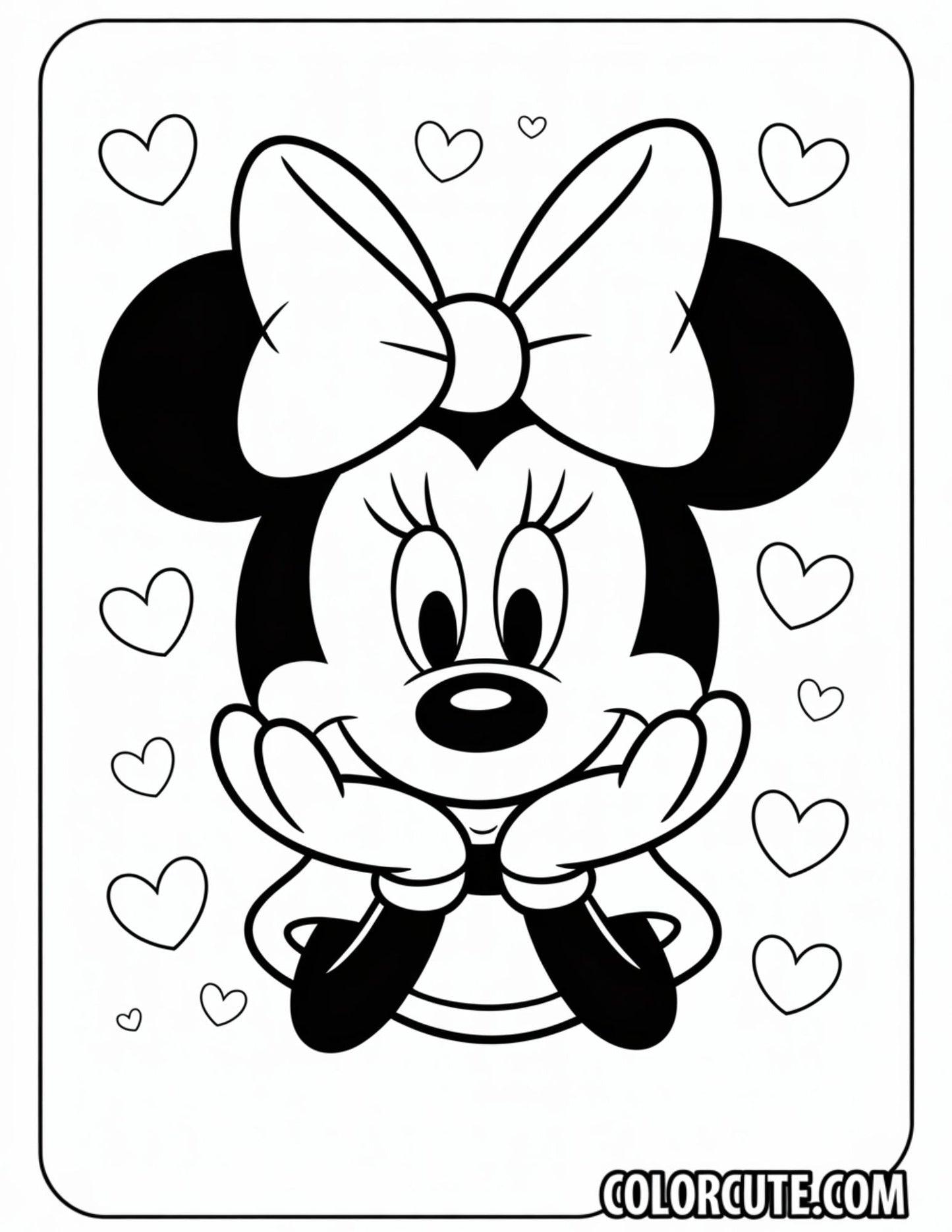 Face Minnie Mouse Coloring Page | Free PDF Printables