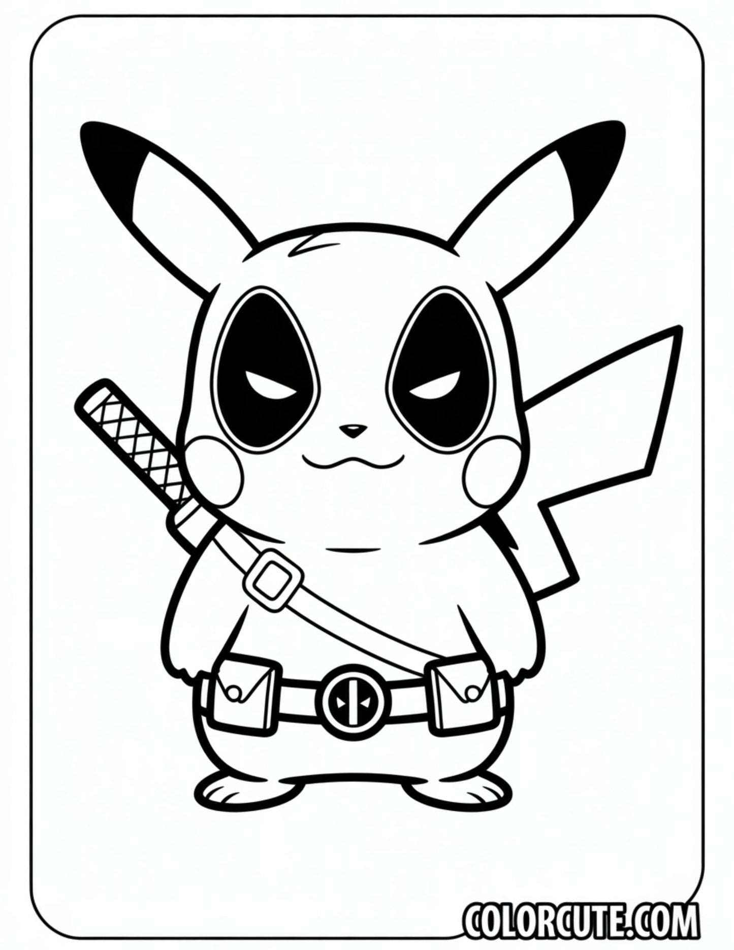 Pikachu Deadpool Coloring Pages | Free PDF Printables