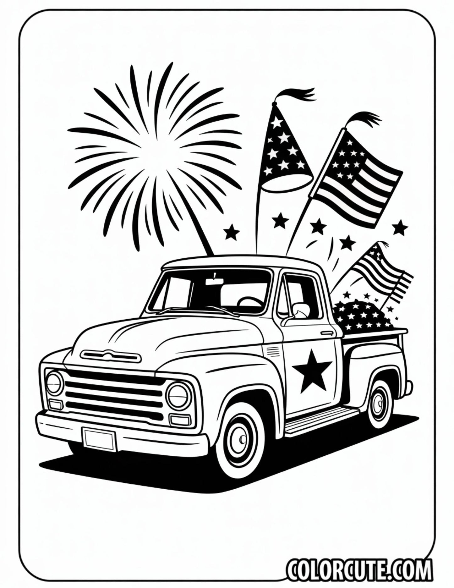 4th of July Truck Coloring Pages | Free PDF Printables