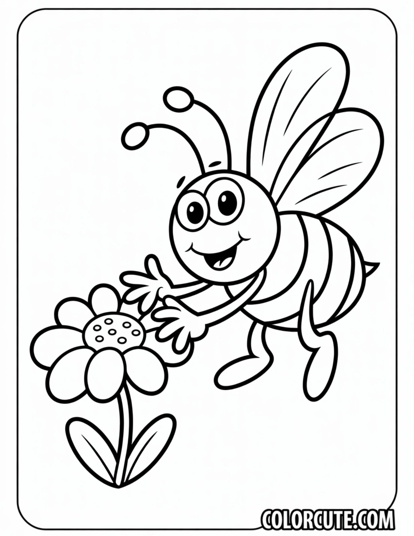 Easy Bee Coloring Page – Free PDF Printables