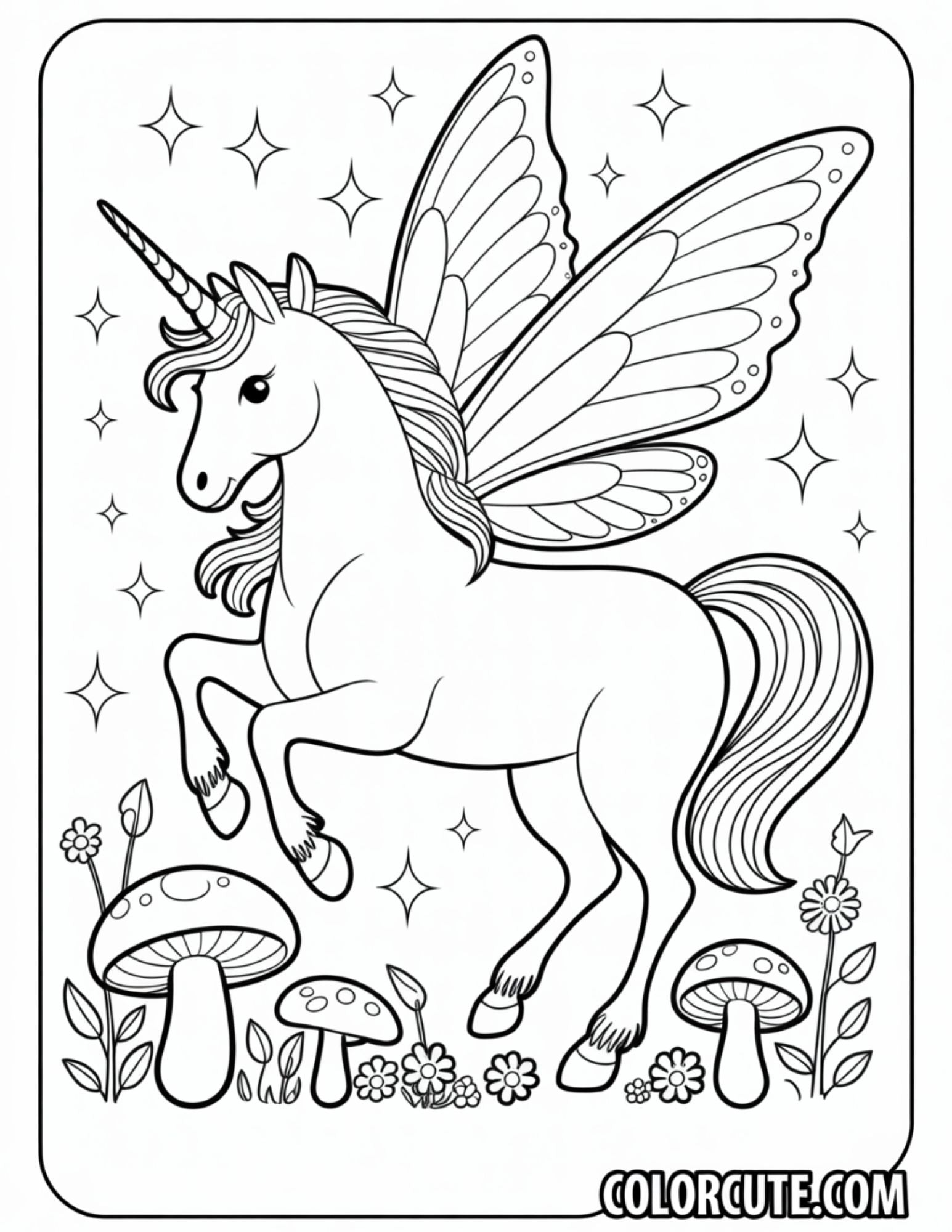 Fairy Unicorn Coloring Pages | Free PDF Printables ??? Color Cute - Free ...