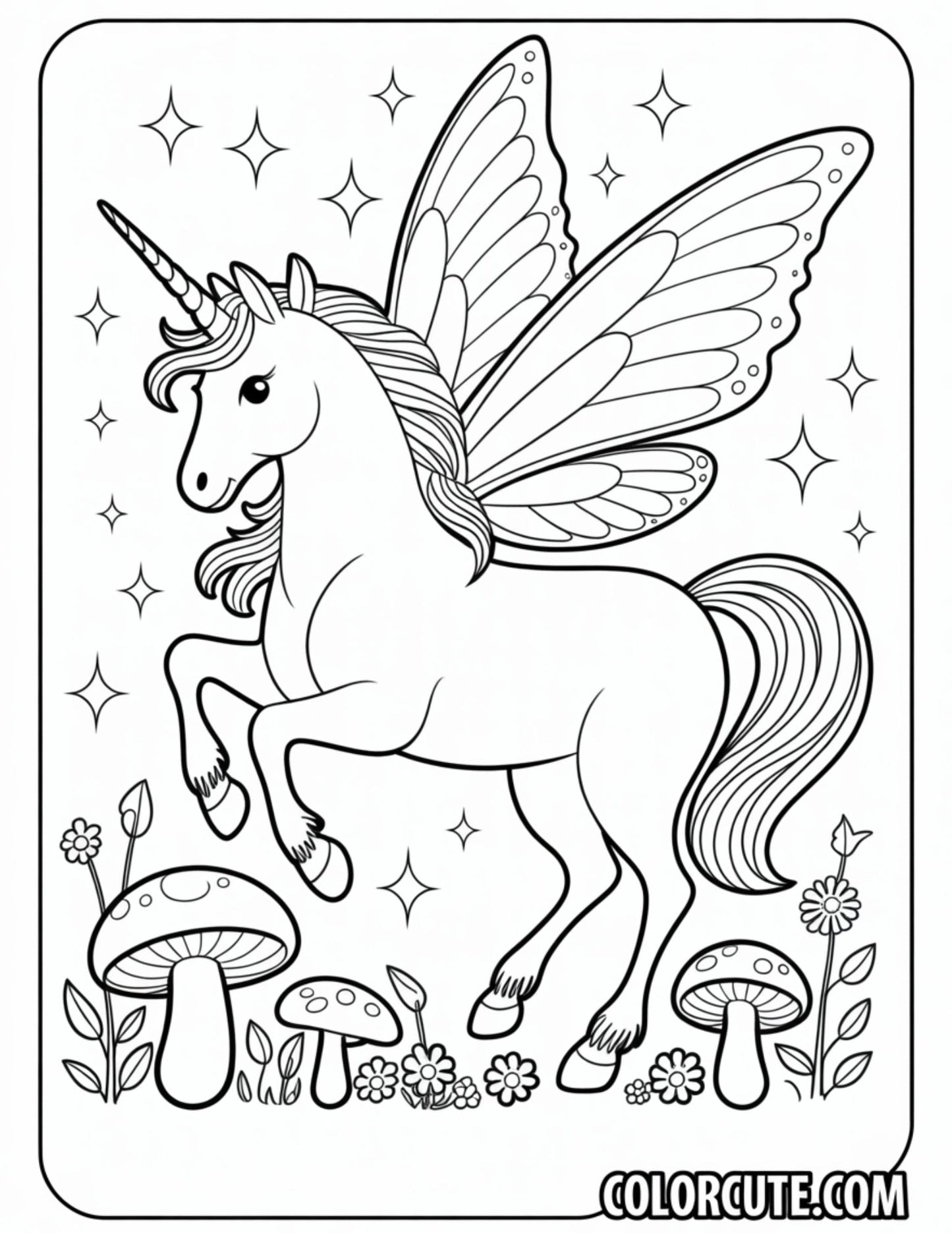 Fairy Unicorn Coloring Pages | Free PDF Printables