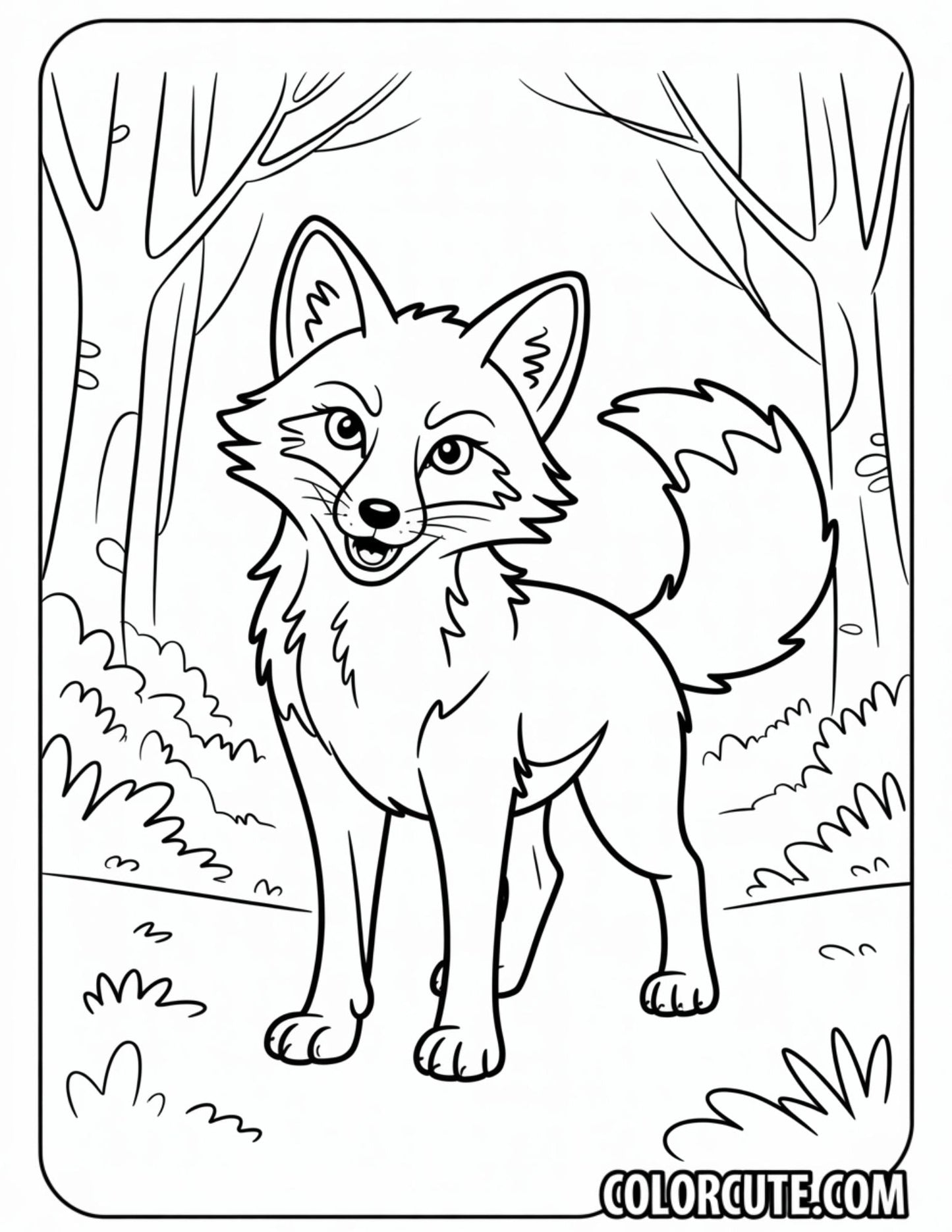 Fox in Desert Landscape Coloring Pages | Free PDF Printables