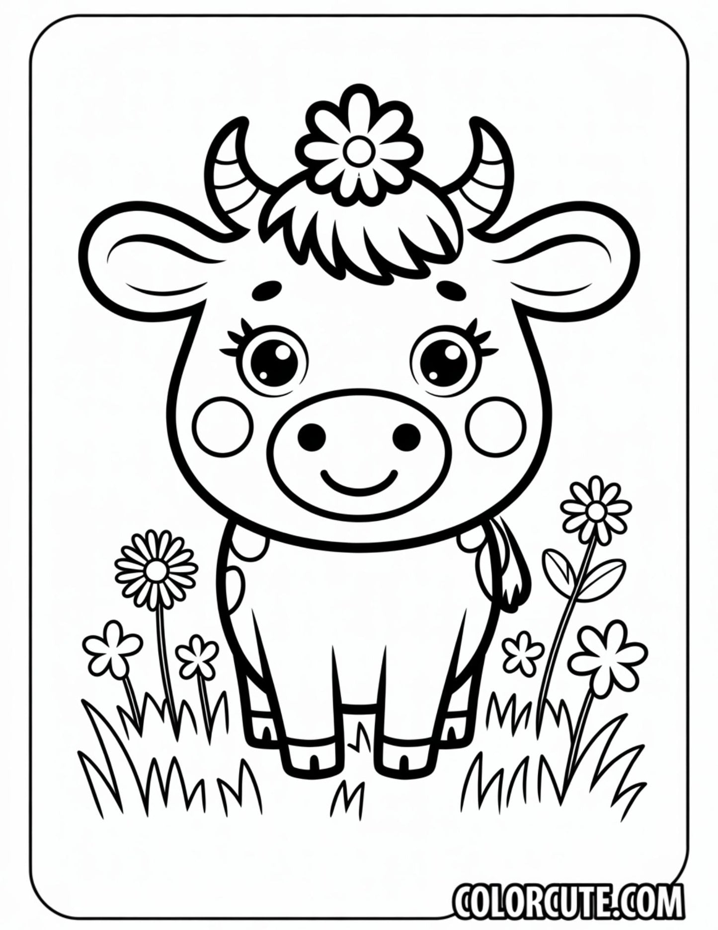 Kawaii Cow Coloring Pages | Free PDF Printables