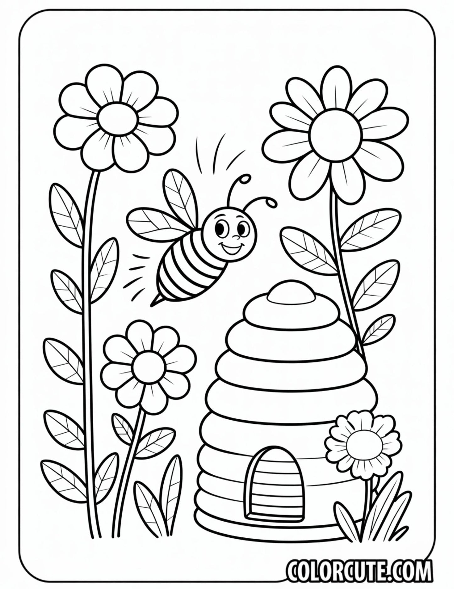 Bee Coloring Page – Free PDF Printables