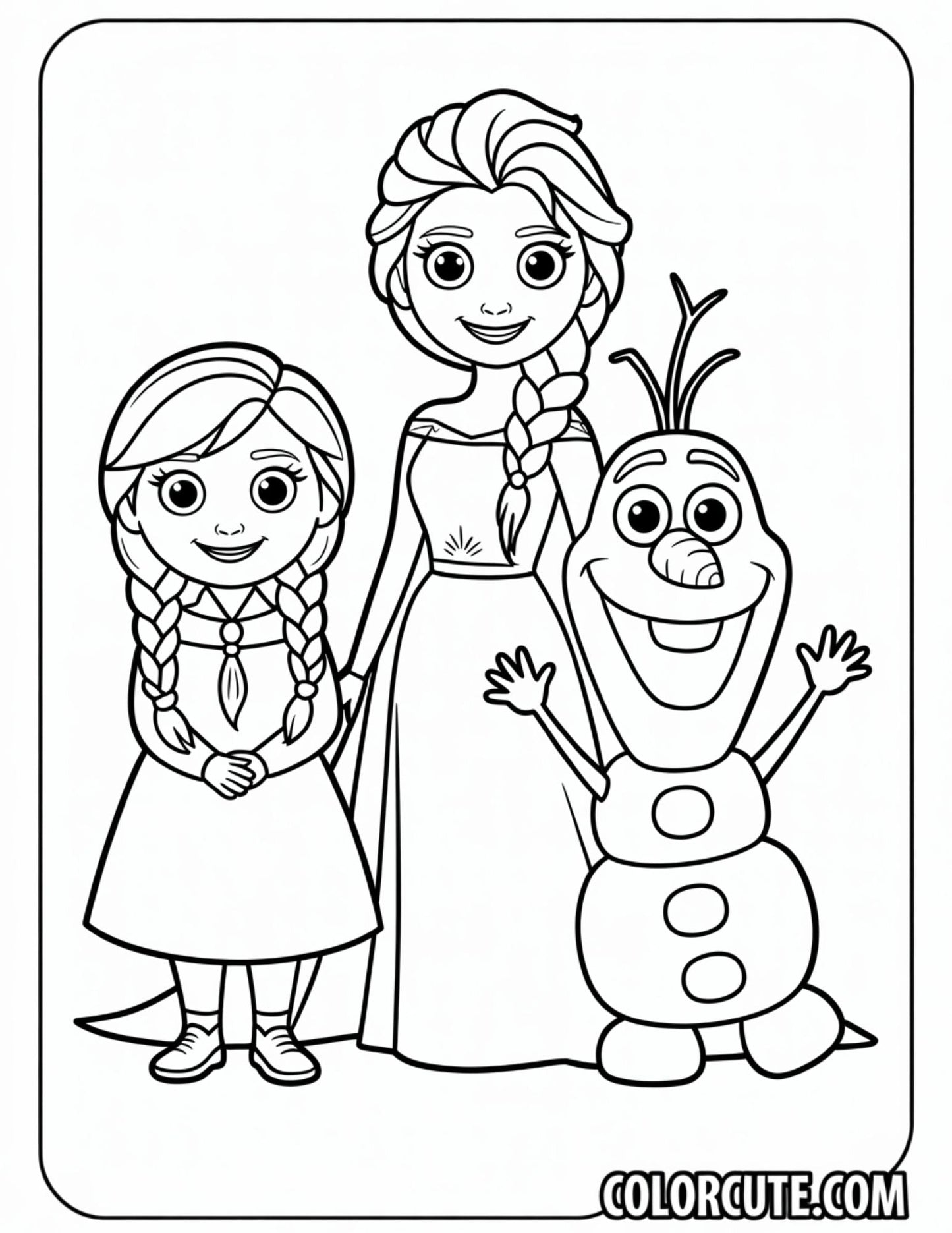 Cute Olaf, Elsa and Anna Coloring Pages Free PDF Printables