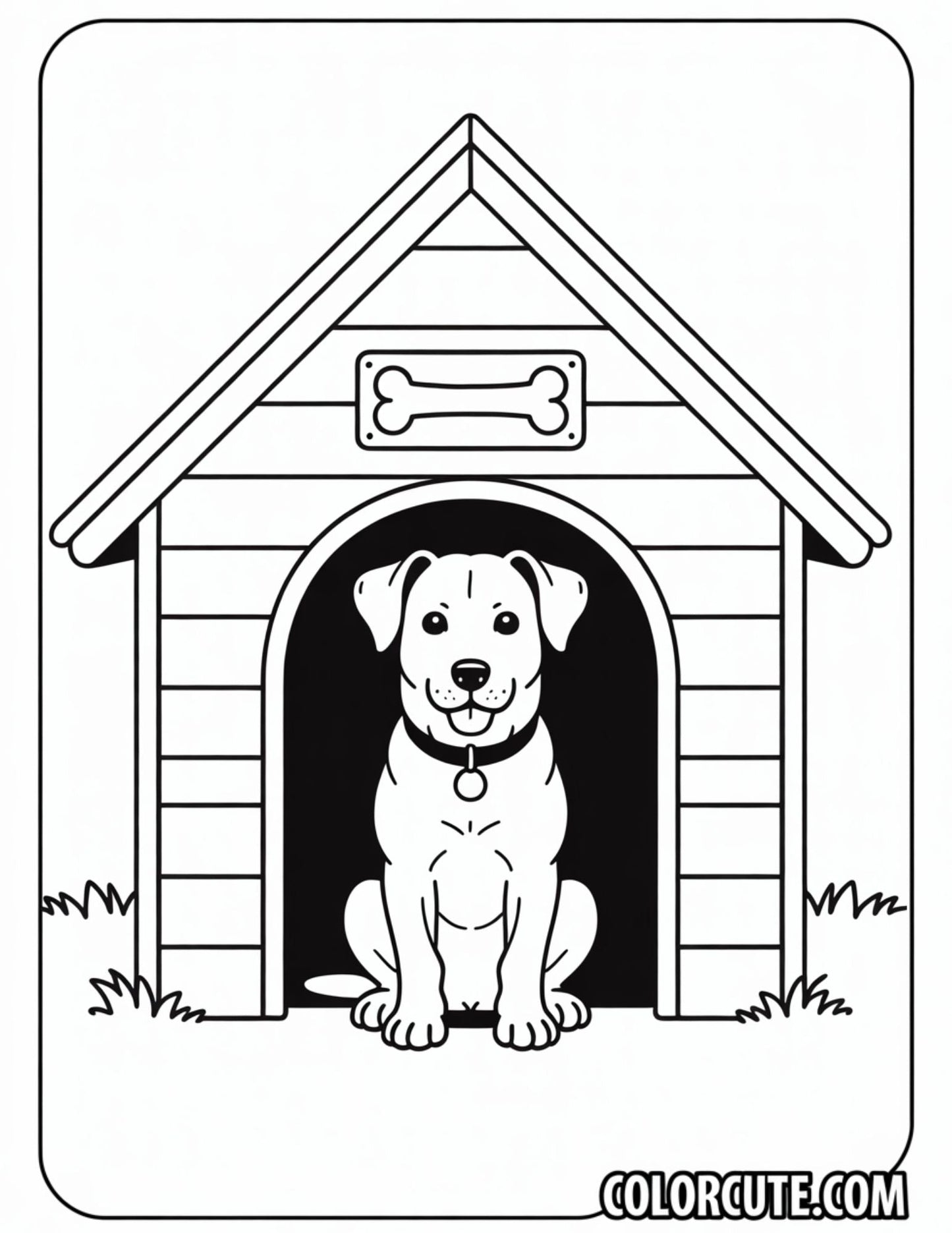Dog in a Doghouse Coloring Page | Free PDF Printables