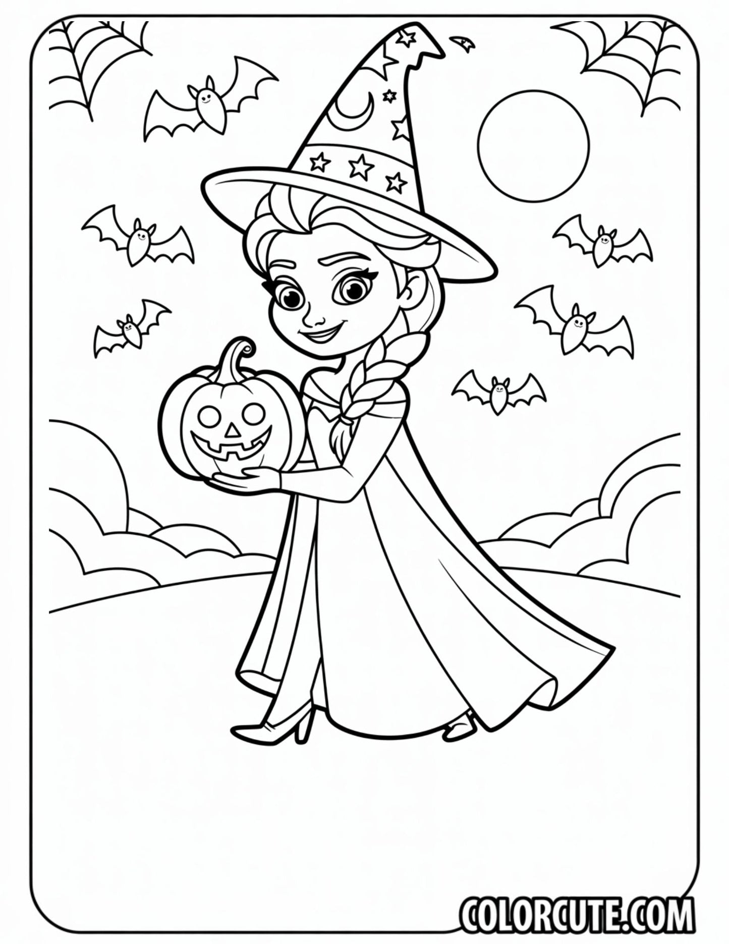 Halloween Elsa Coloring Pages | Free PDF Printables