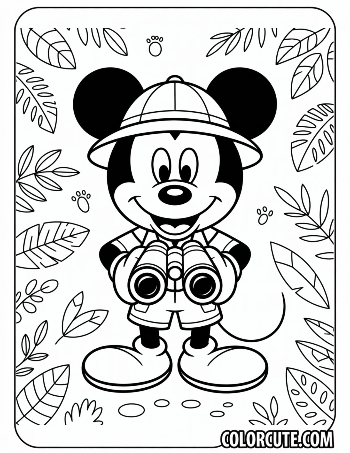 Safari Mickey Mouse Coloring Pages | Free PDF Printables