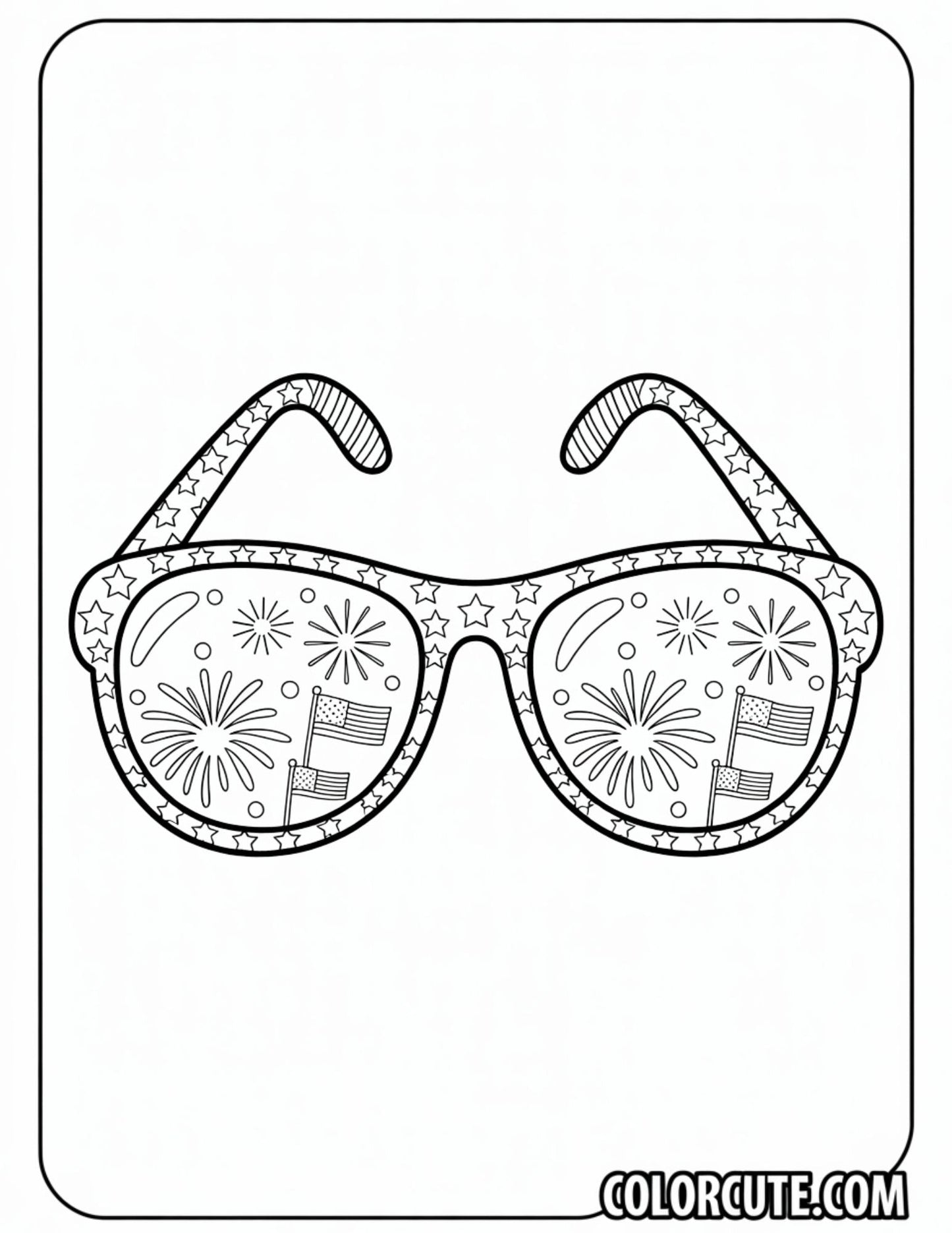 4th of July Sunglasses Coloring Pages | Free PDF Printables