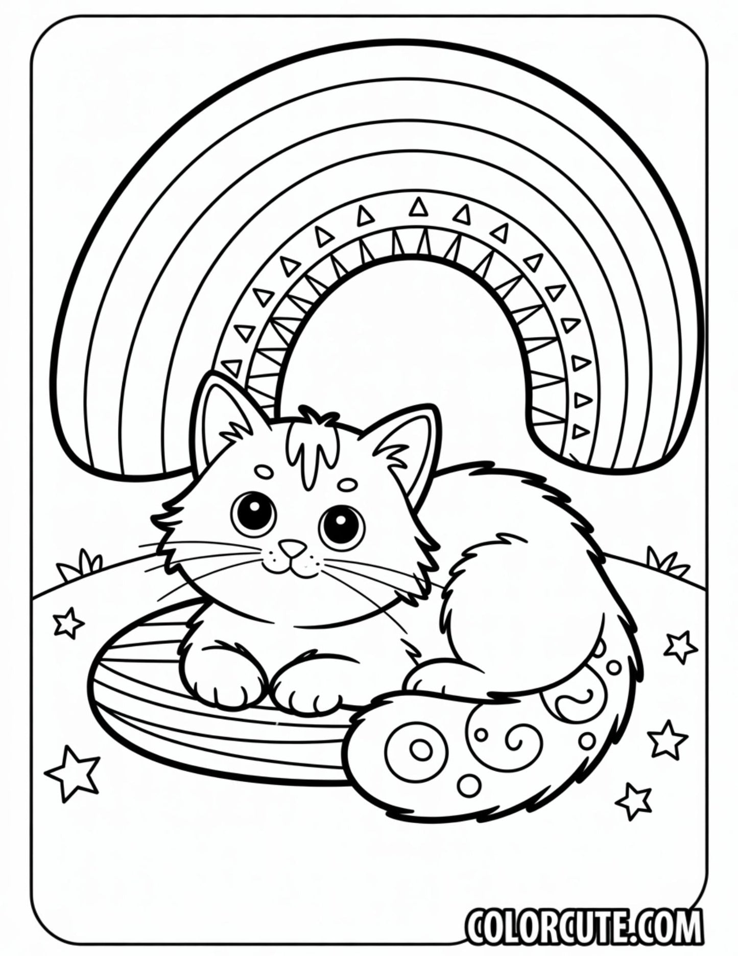 Cat Rainbow Coloring Pages | Free PDF Printables