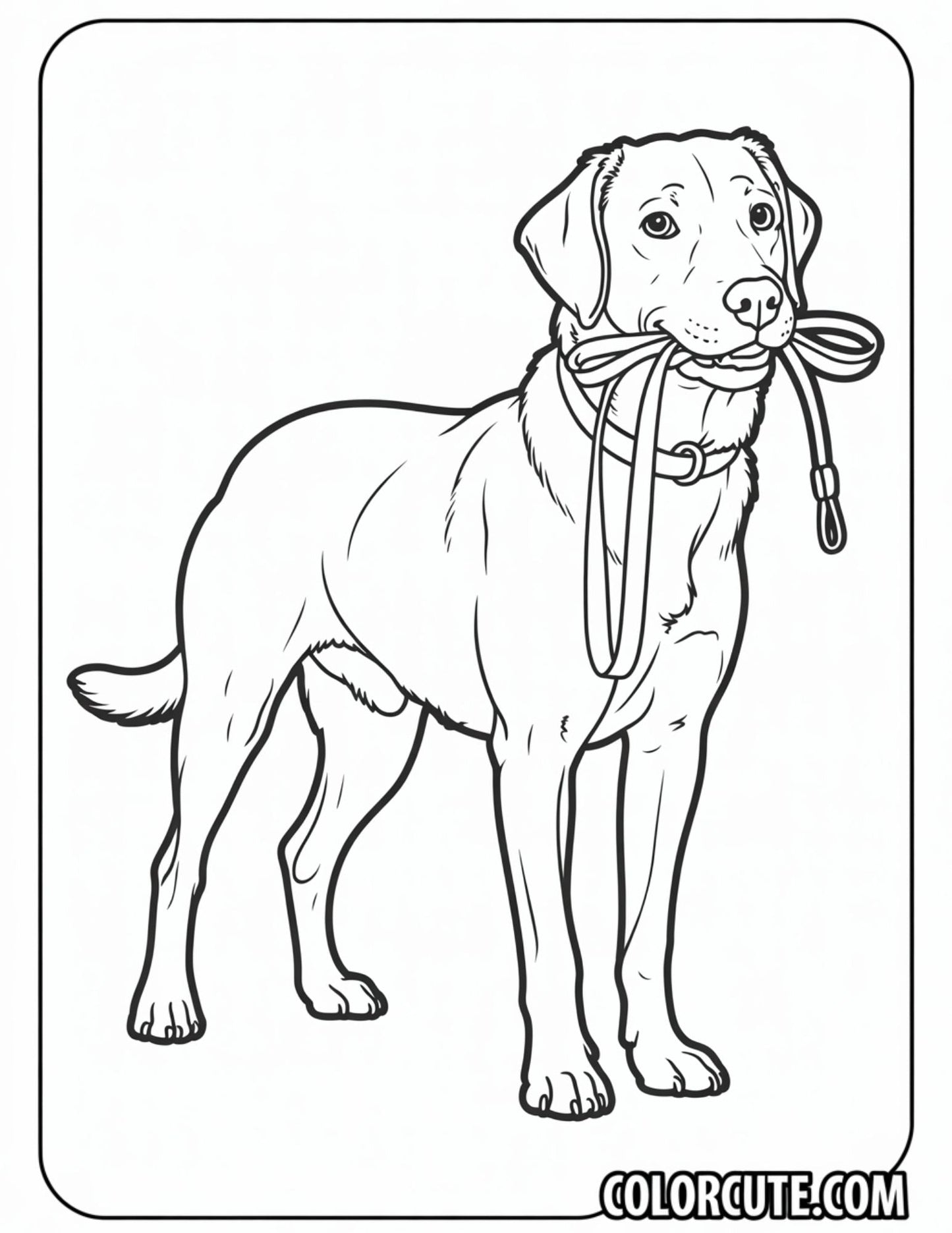 Dog with a Leash Coloring Page | Free PDF Printables