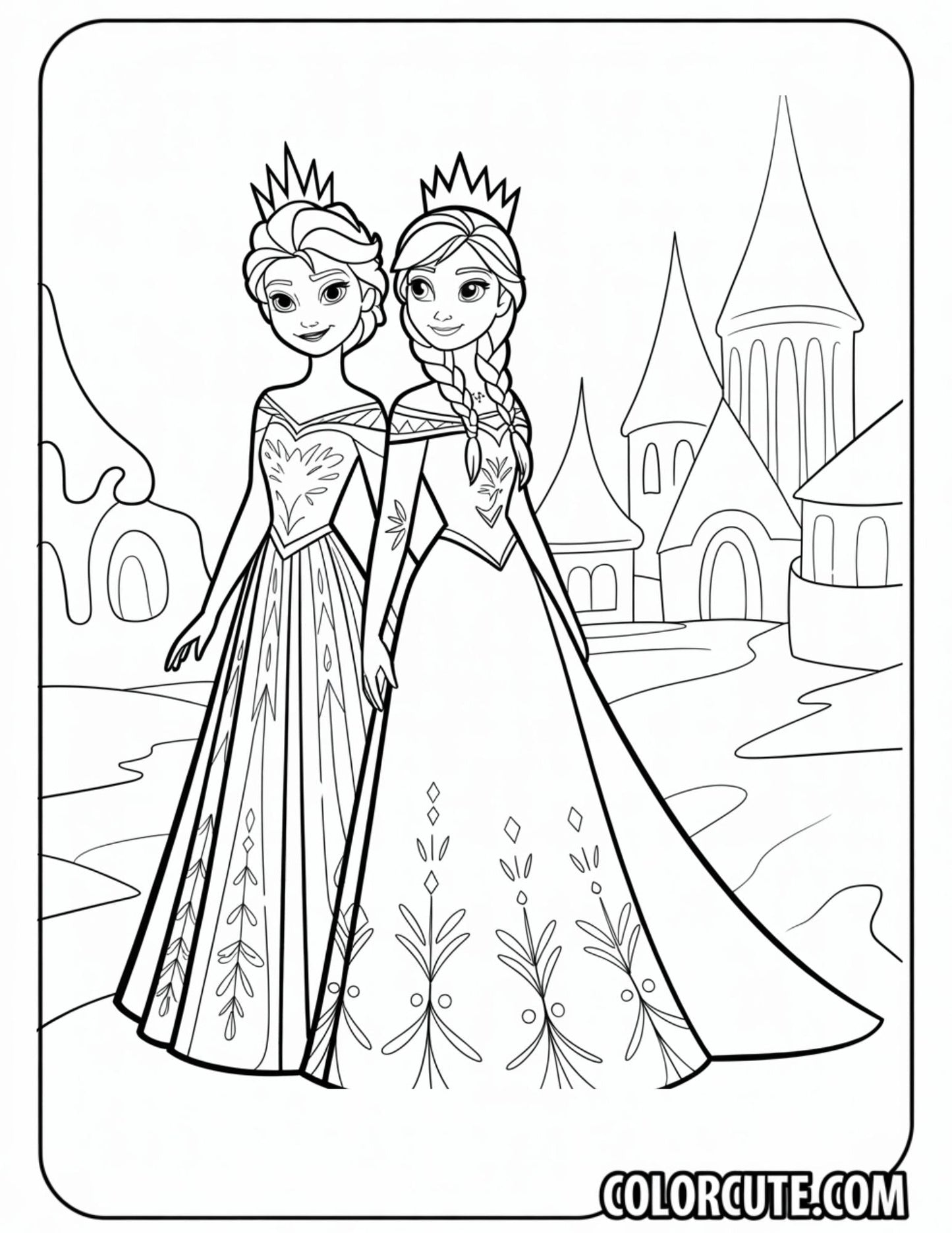 Princess Elsa and Anna Coloring Pages Free PDF Printables