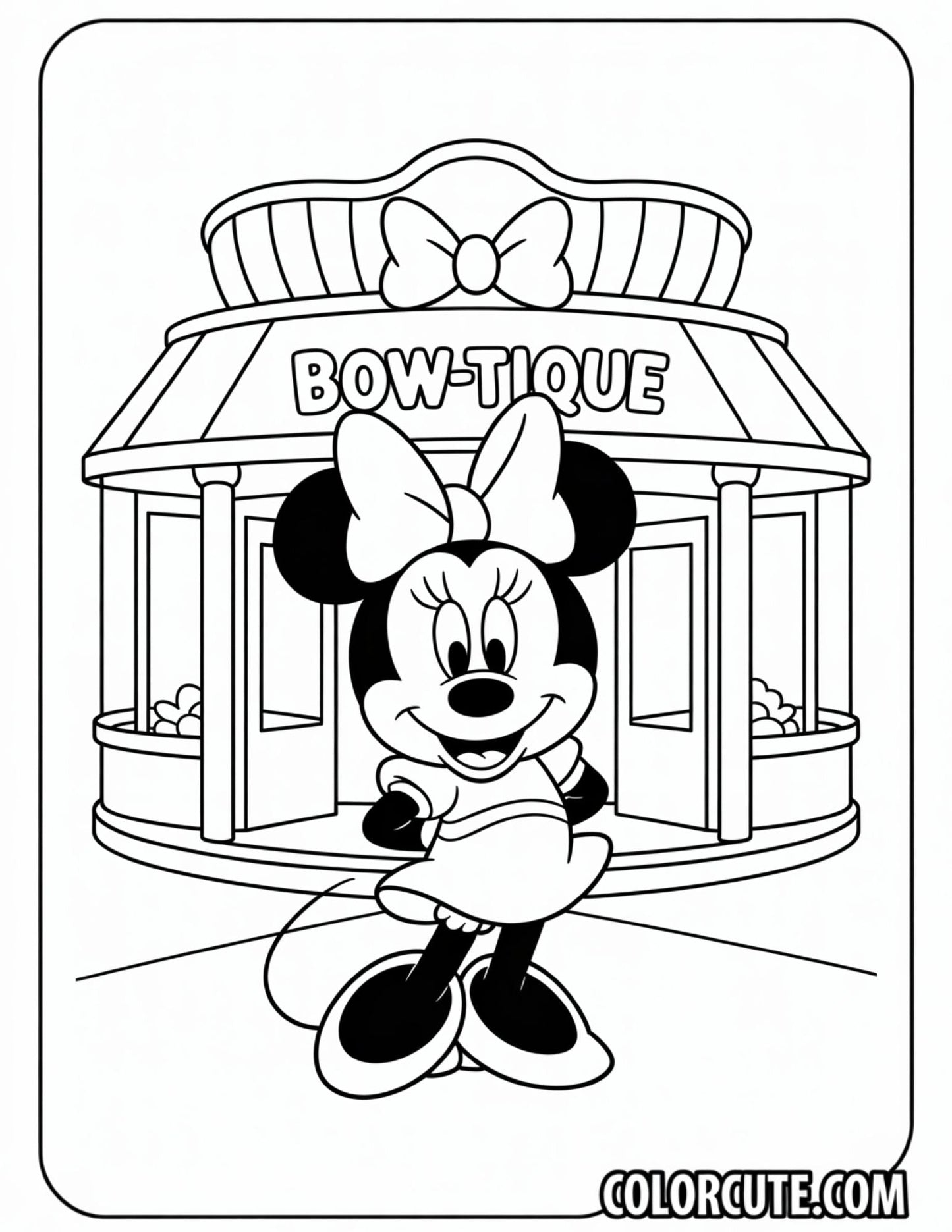 Bowtique Minnie Mouse Coloring Page | Free PDF Printables