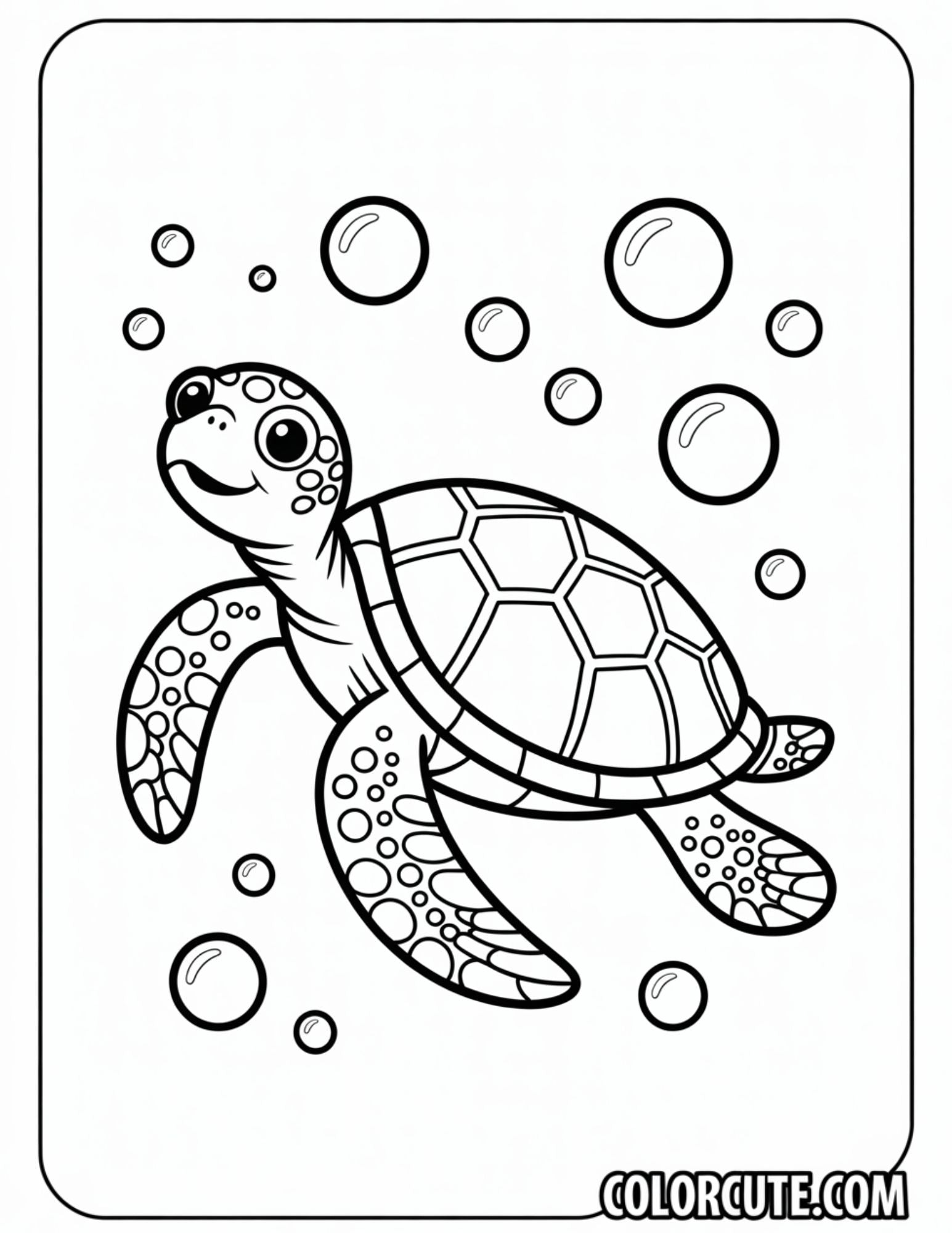 Swimming Turtle Coloring Pages | Free PDF Printables – Color Cute ...